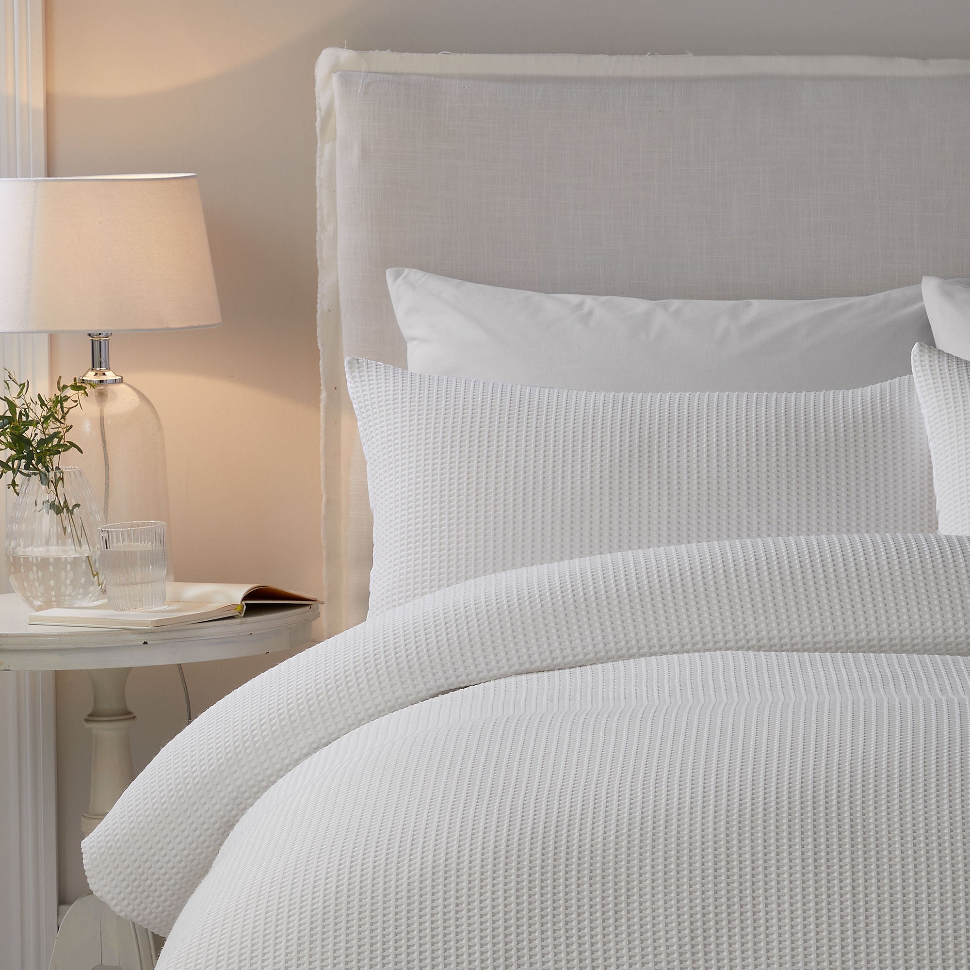 Lindly Duvet Cover Set by Serene in White - Duvet Cover Set - Serene