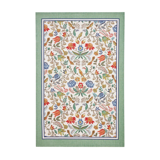 Arts & Crafts Cotton Tea Towel in Green