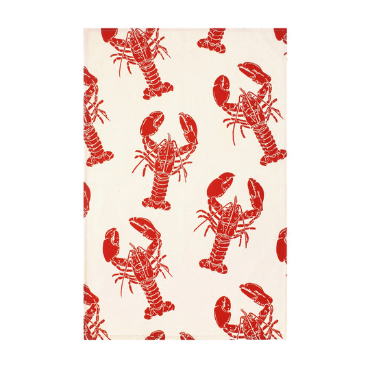 Lobster Cotton Tea Towel in Red