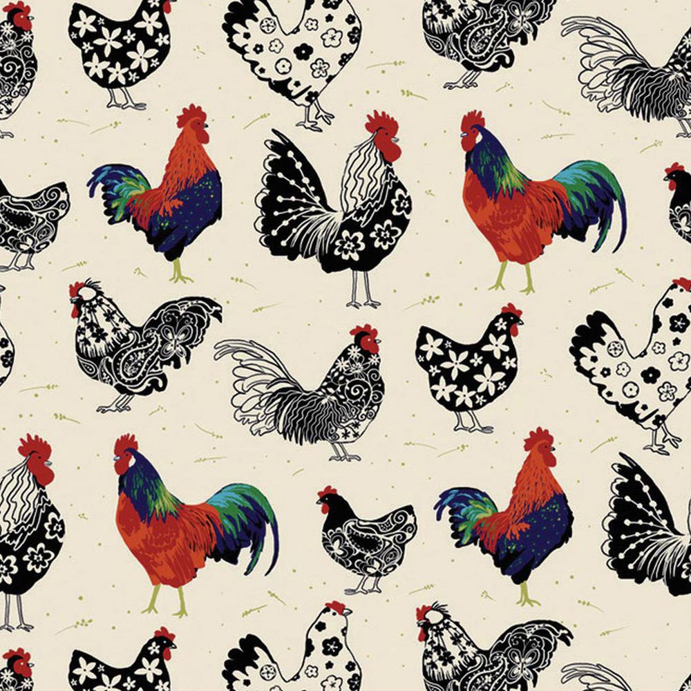 Rooster Cotton Tea Towel in Cream - Tea Towel - Ulster Weavers
