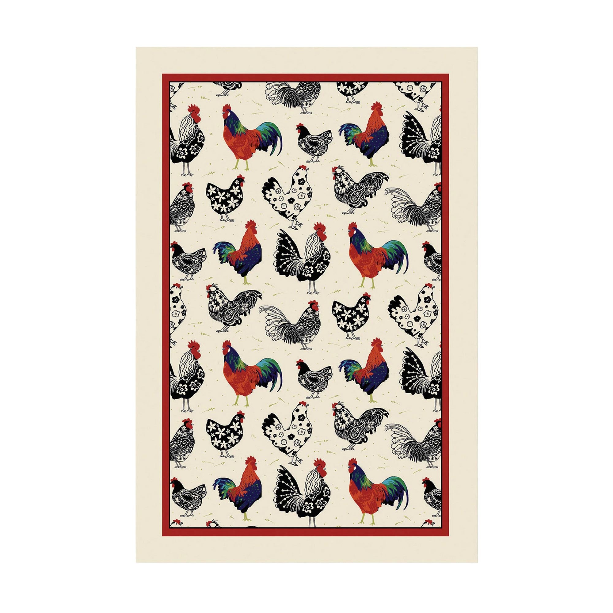 Rooster Cotton Tea Towel in Cream - Tea Towel - Ulster Weavers