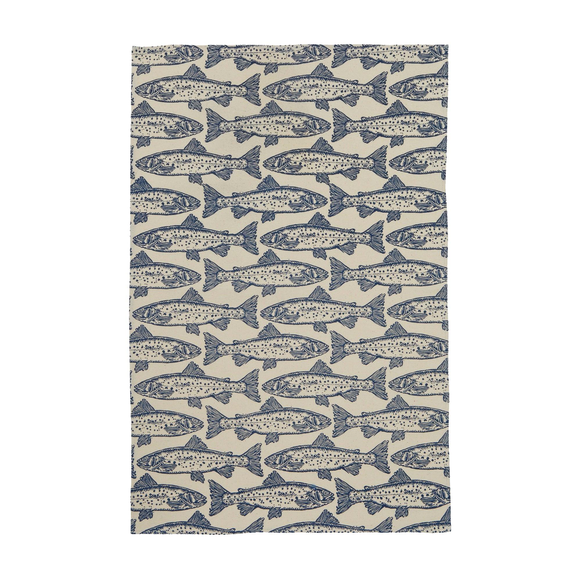 Salmon Cotton Tea Towel in Blue - Tea Towel - Ulster Weavers