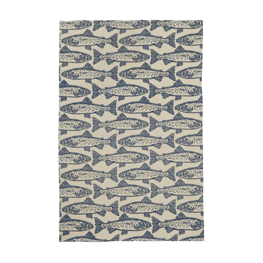 Salmon Cotton Tea Towel in Blue
