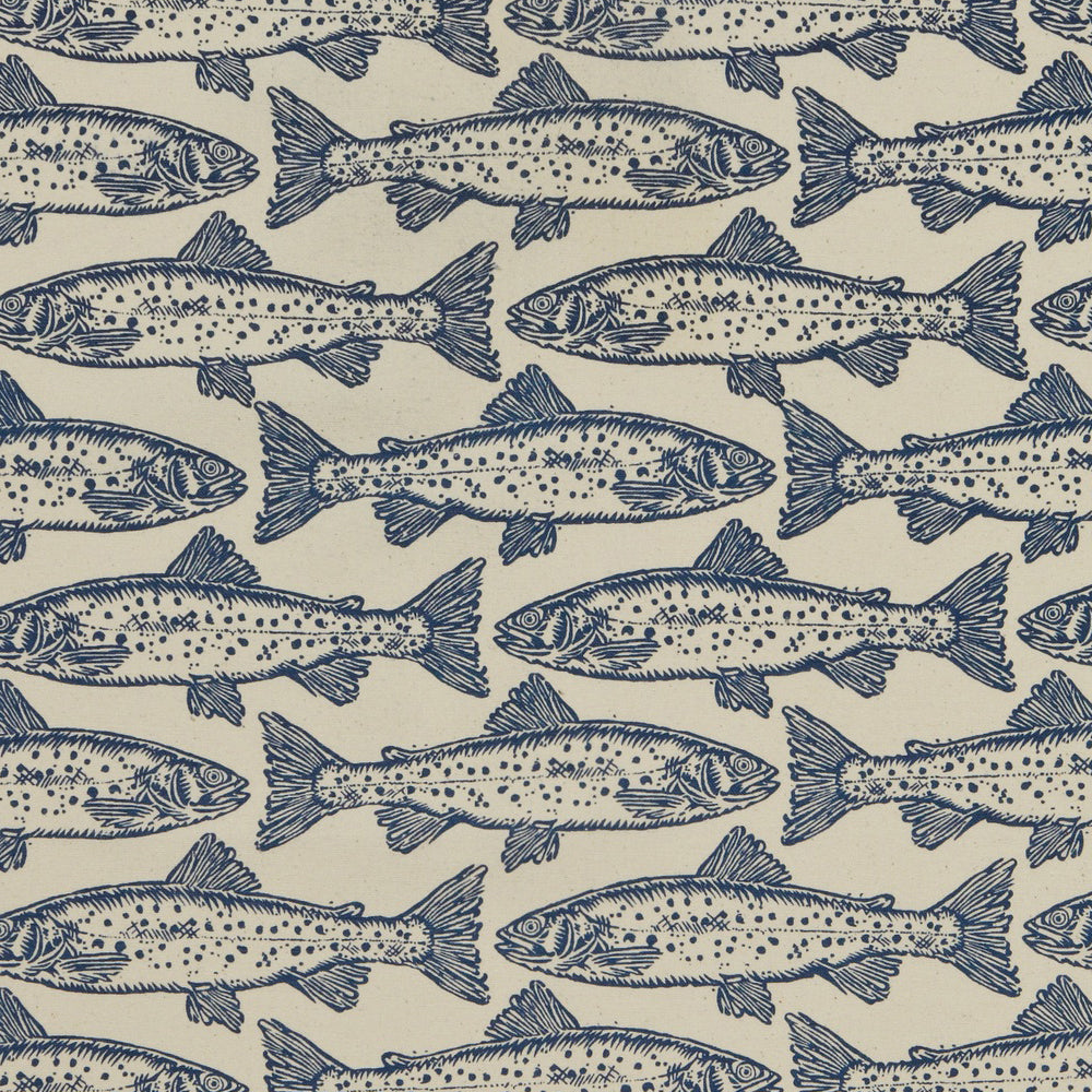 Salmon Cotton Tea Towel in Blue - Tea Towel - Ulster Weavers