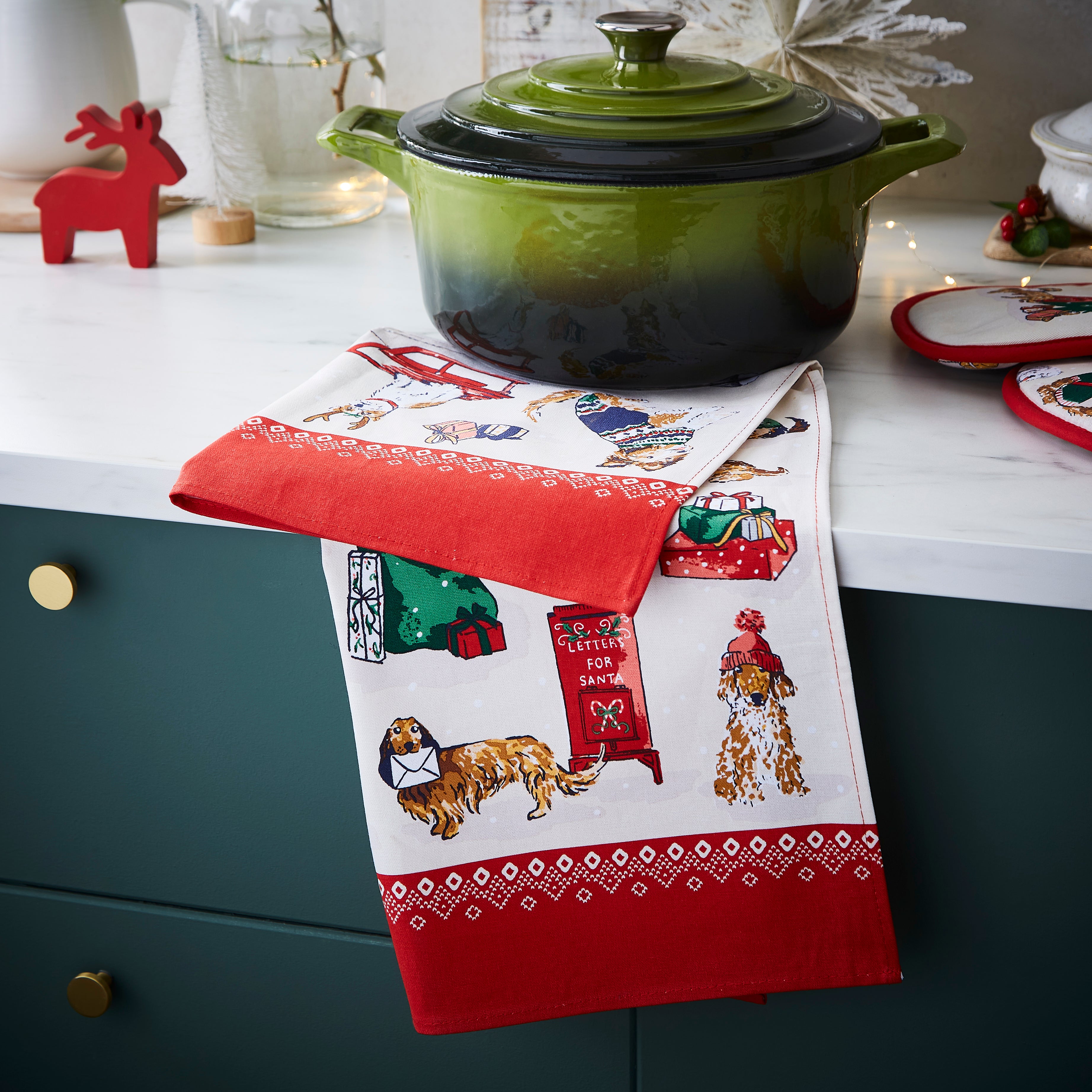 Ulster Weavers Merry Mutts Tea Towel - Cotton One Size in Red - Tea Towel - Ulster Weavers