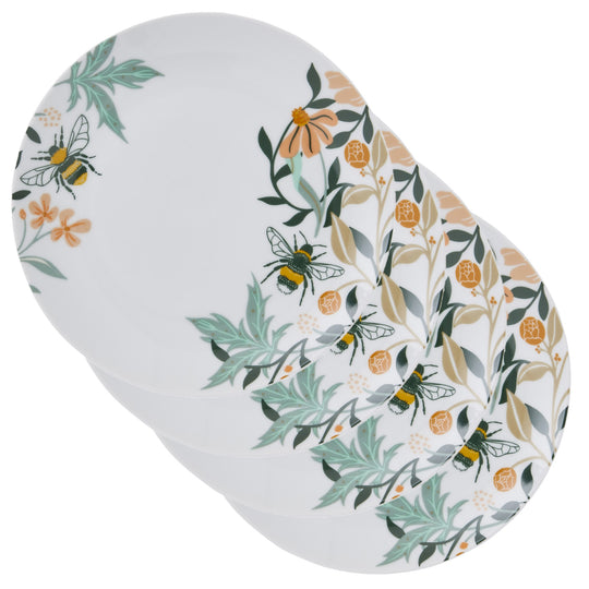 Bee Bloom Porcelain Side Plates 4 Pack in White