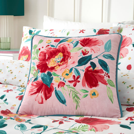 Abstract Poppy Cushion in Red 43 x 43cm