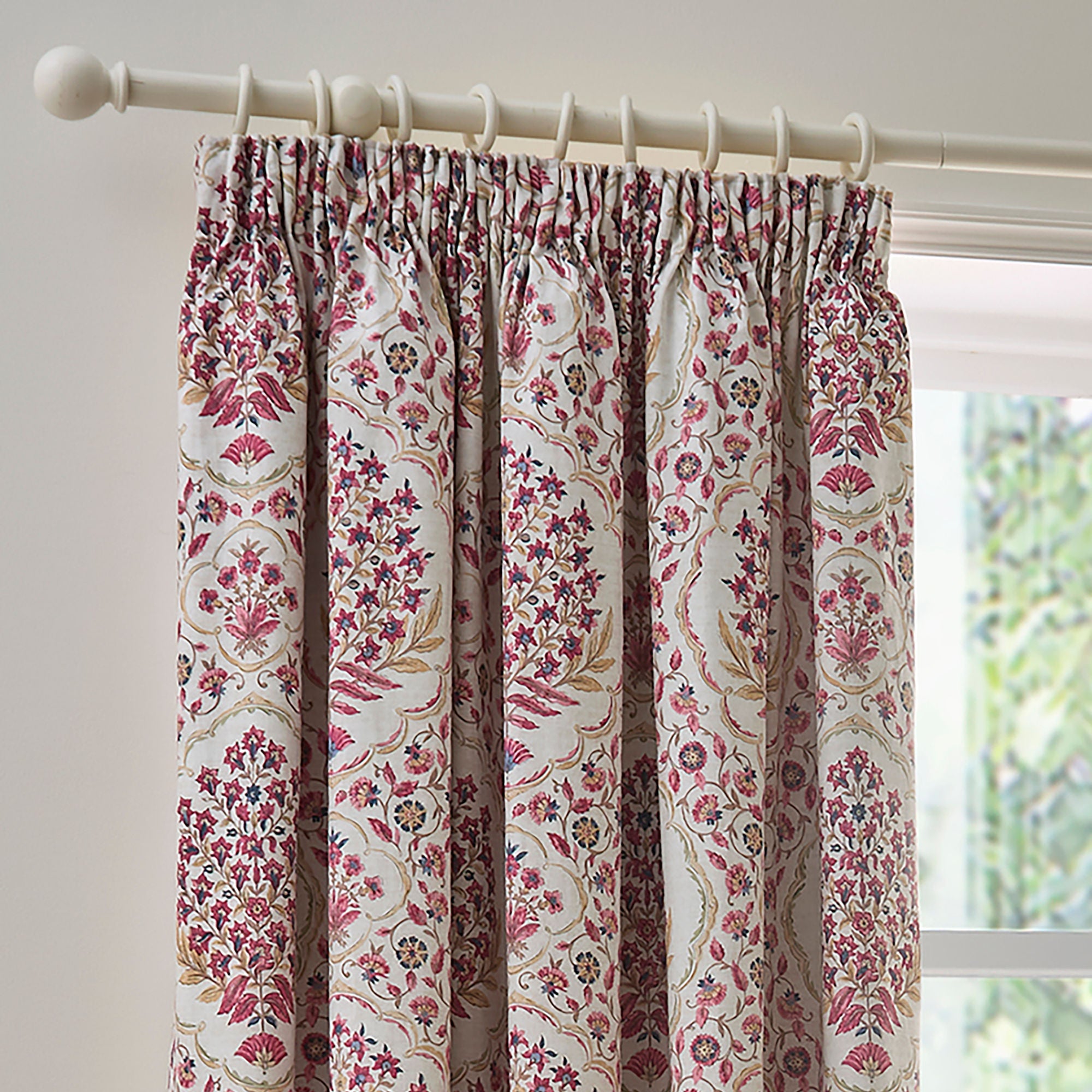 Ashmead Pair of Pencil Pleat Curtains in Berry - Pair of Pencil Pleat Curtains - D & D Design