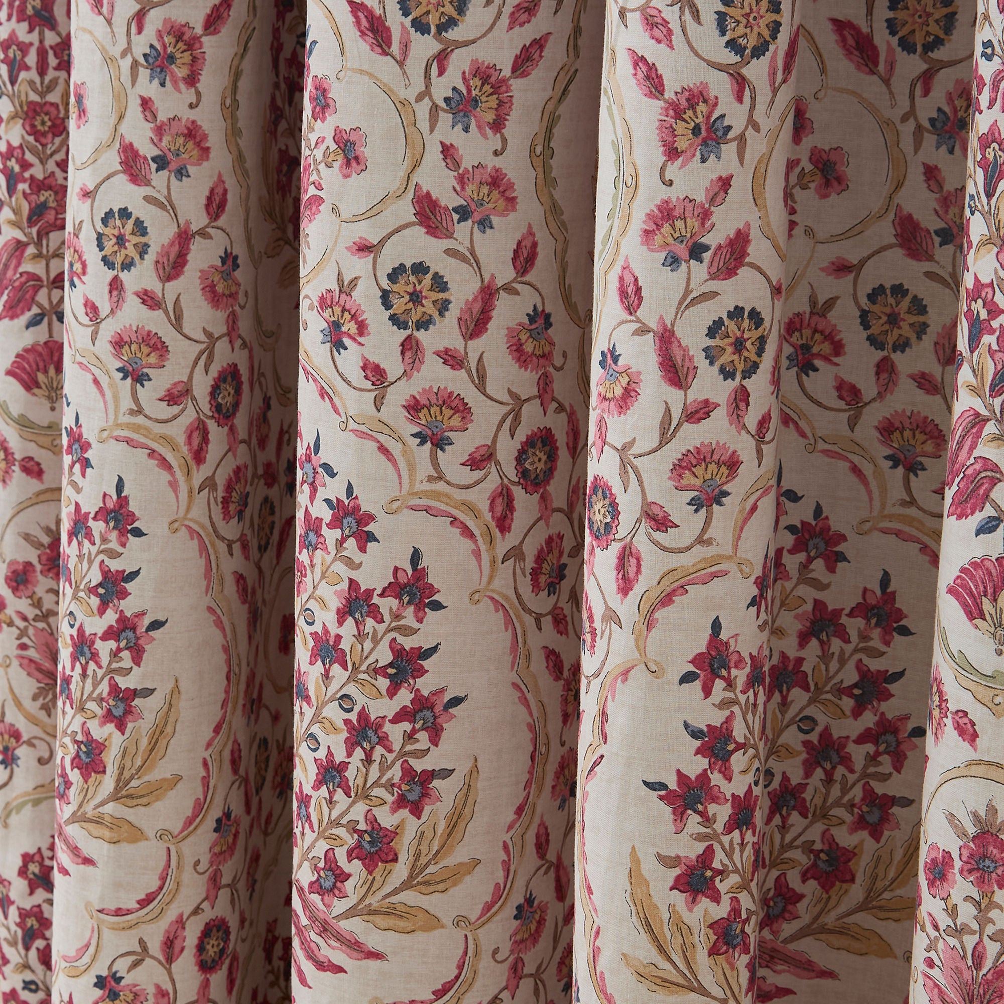 Ashmead Pair of Pencil Pleat Curtains in Berry - Pair of Pencil Pleat Curtains - D & D Design