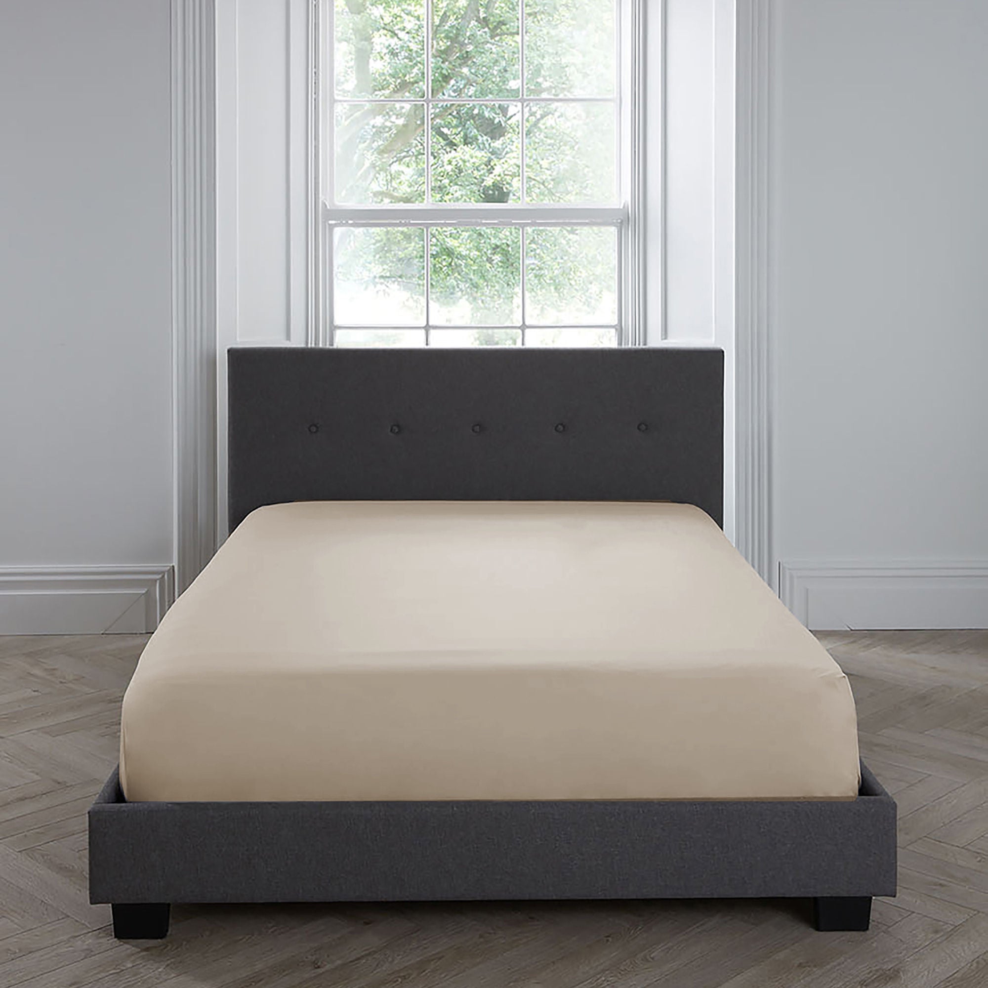 200TC Plain Dye 35cm Fitted Bed Sheet by Appletree Boutique in Natural - 35cm Fitted Bed Sheet - Appletree Boutique