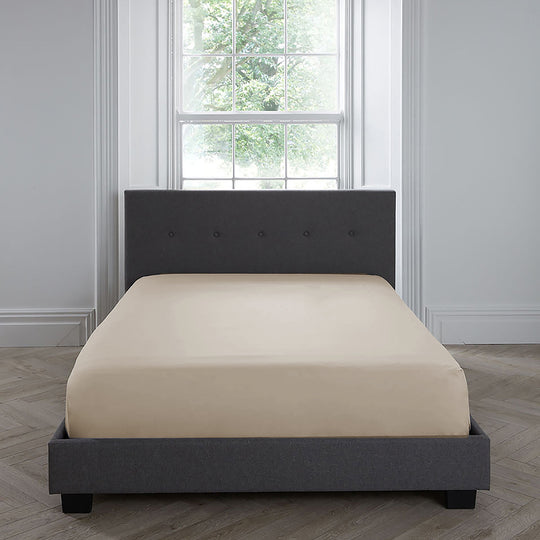 200 Thread Count Plain Dye 35cm Deep Fitted Bed Sheet in Natural