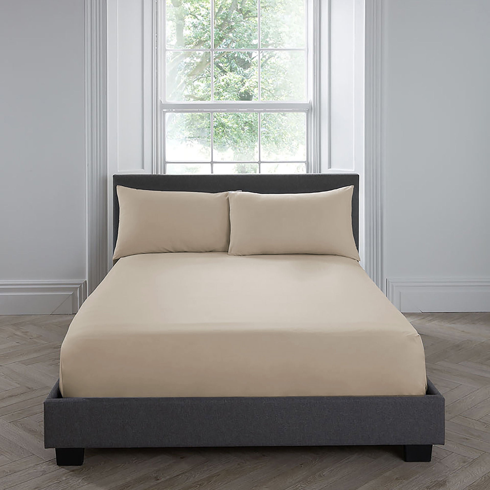 200TC Plain Dye 35cm Fitted Bed Sheet by Appletree Boutique in Natural - 35cm Fitted Bed Sheet - Appletree Boutique