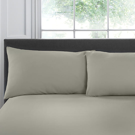 200 Thread Count Plain Dye Pair of Housewife Pillowcases in Silver 50 x 75cm