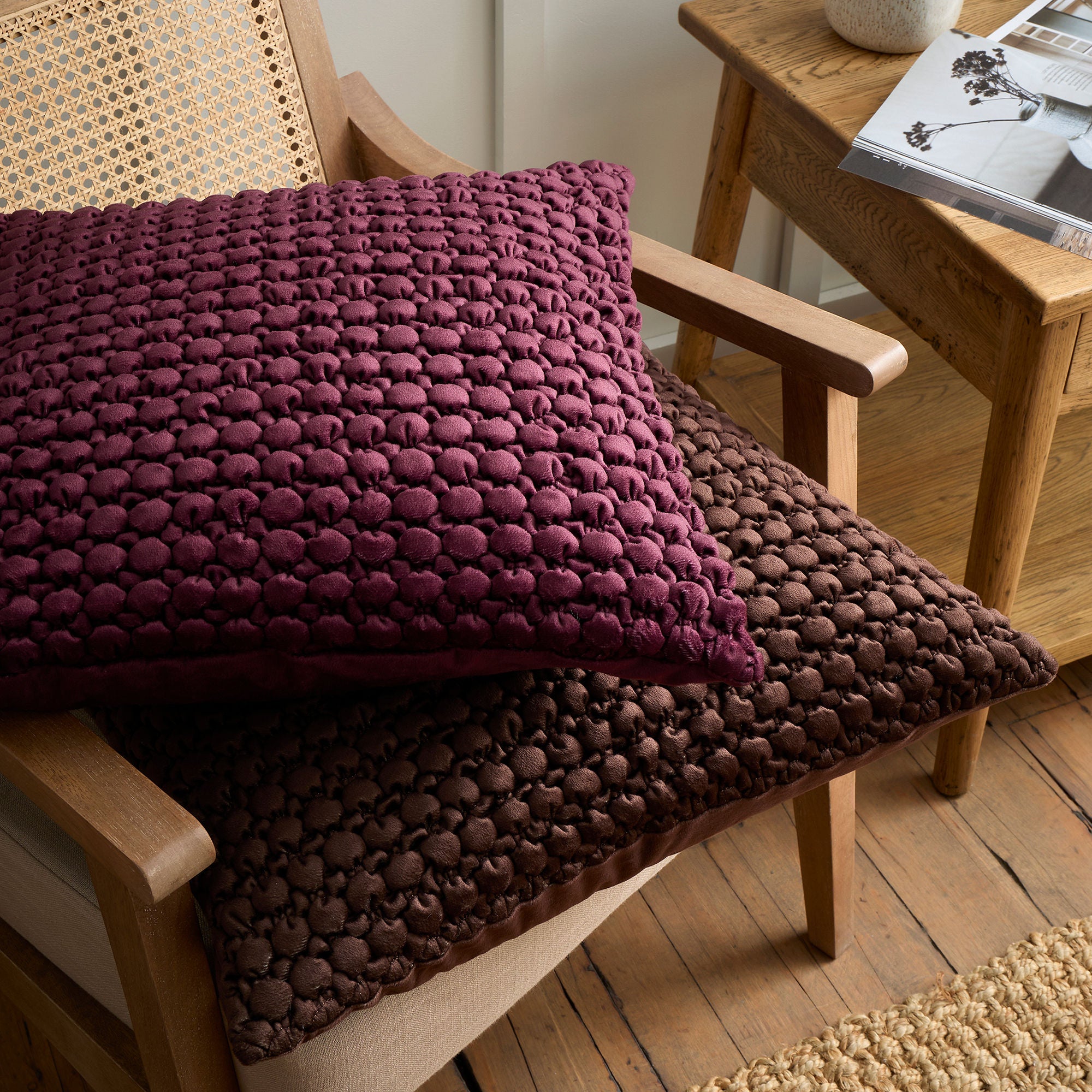 Bobble Cushion in Berry 55 x 55cm - Cushion - Appletree Heritage