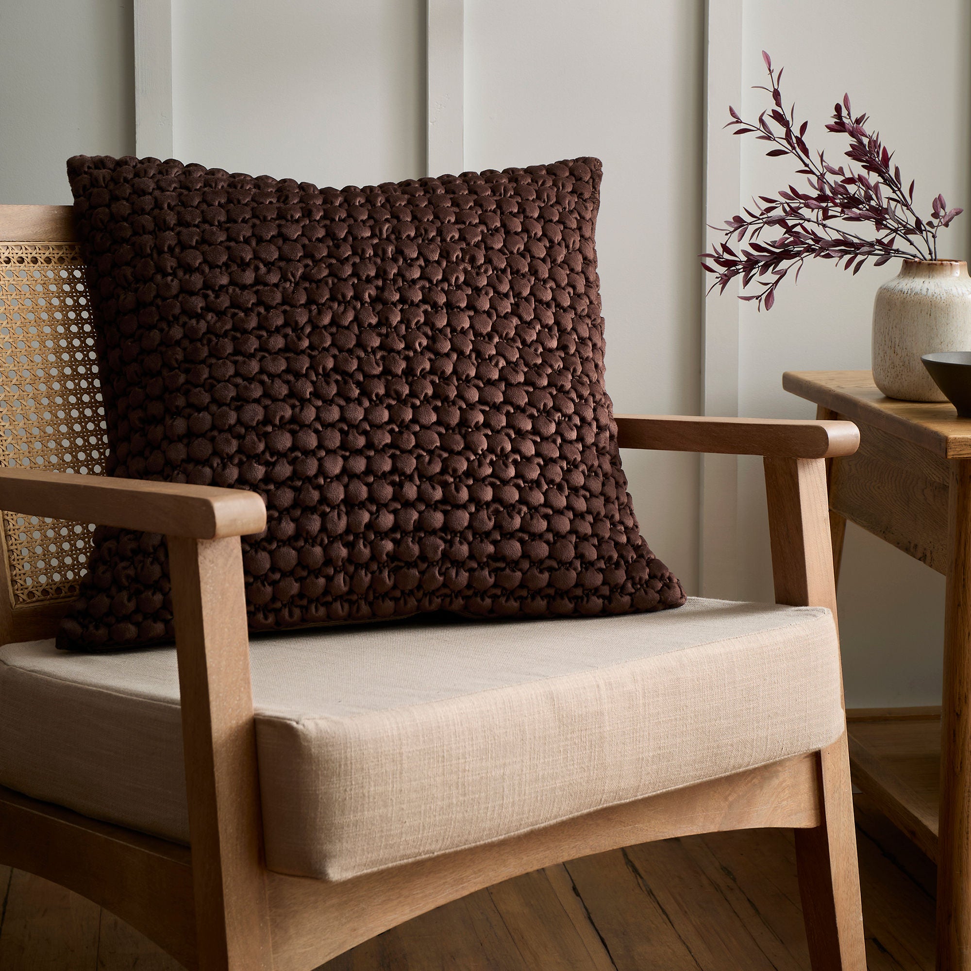 Bobble Cushion in Chocolate 55 x 55cm - Cushion - Appletree Heritage