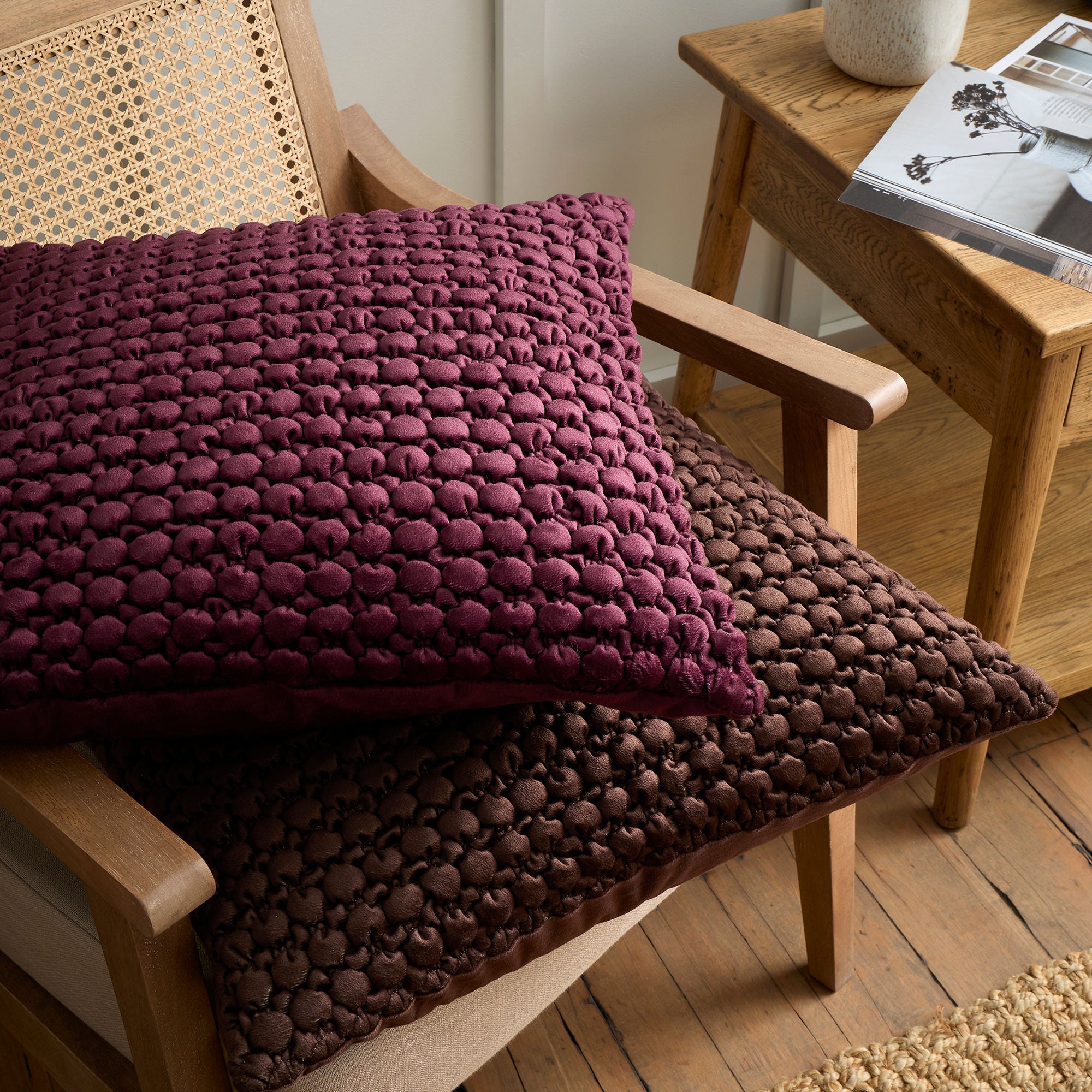 Bobble Cushion in Chocolate 55 x 55cm - Cushion - Appletree Heritage