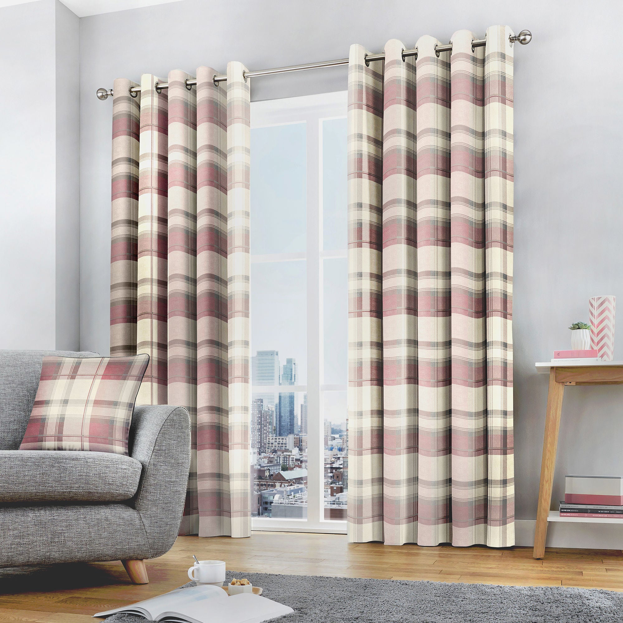 Balmoral Check Cushion by Fusion in Blush 43 x 43cm - Cushion - Fusion