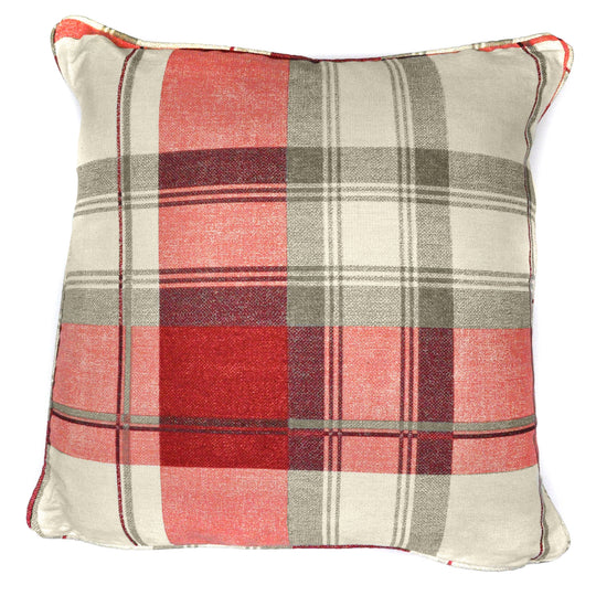 Balmoral Check Cushion in Ruby 43 x 43cm