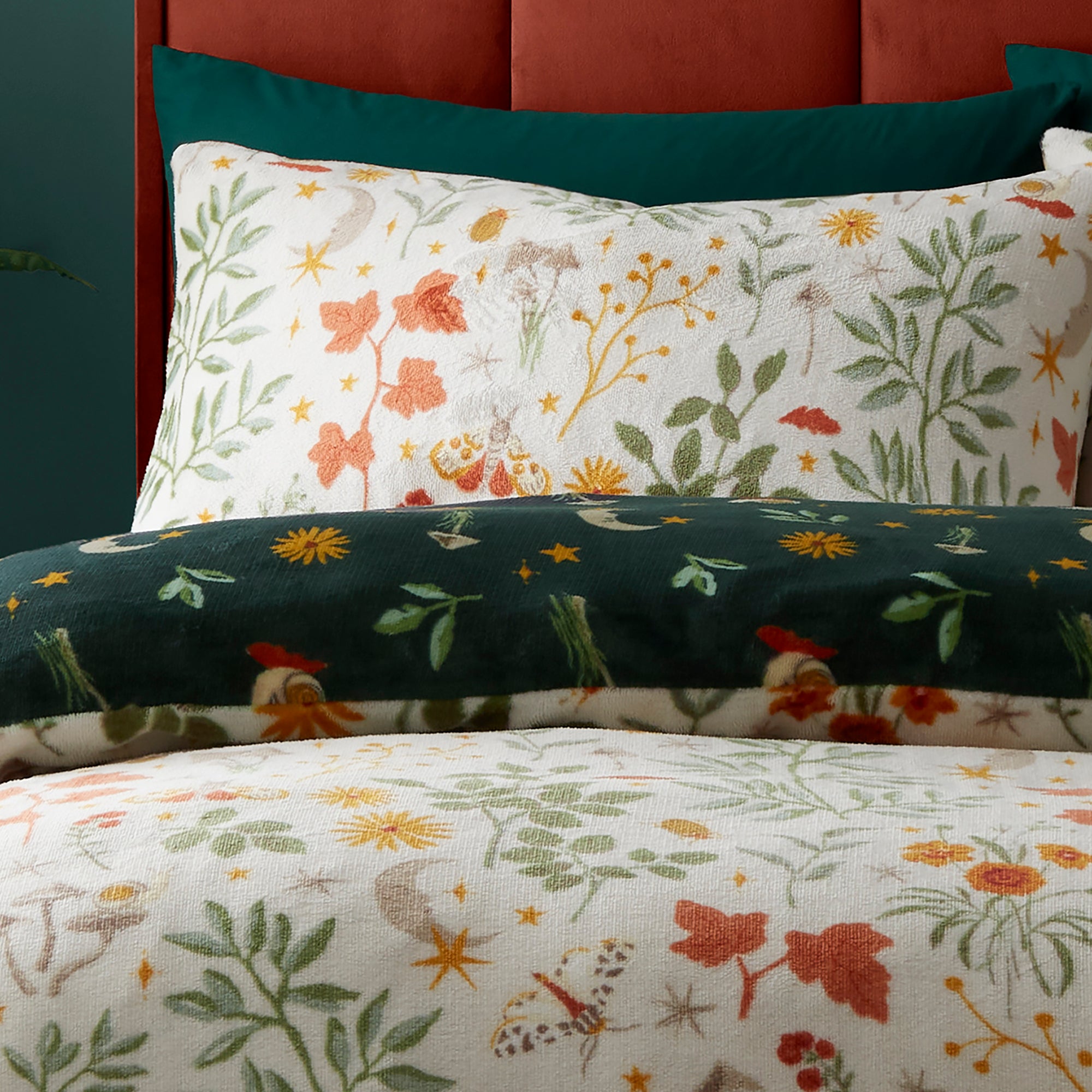 Botanical Mushrooms Duvet Cover Set in Natural - Duvet Cover Set - Fusion Snug