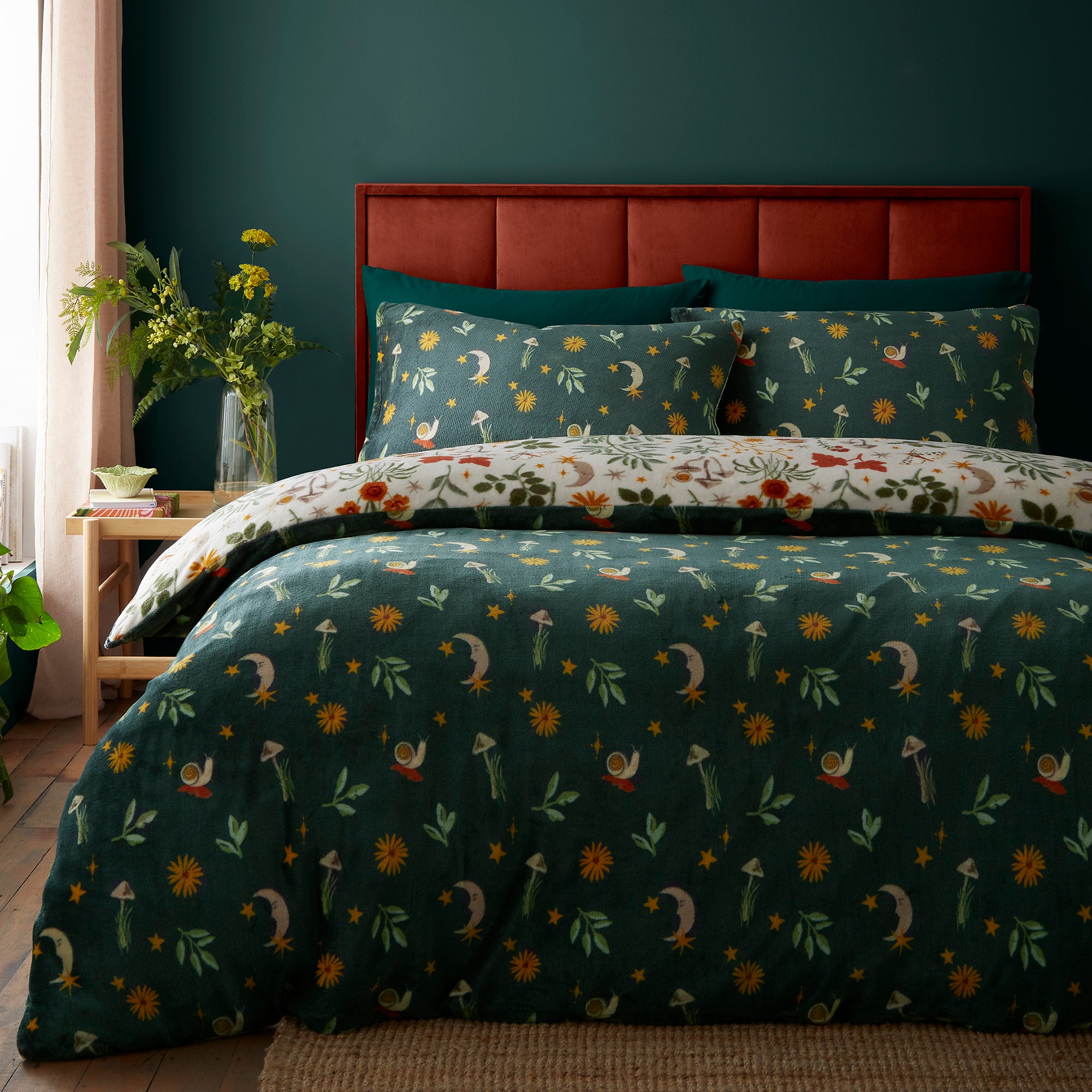 Botanical Mushrooms Duvet Cover Set in Natural - Duvet Cover Set - Fusion Snug