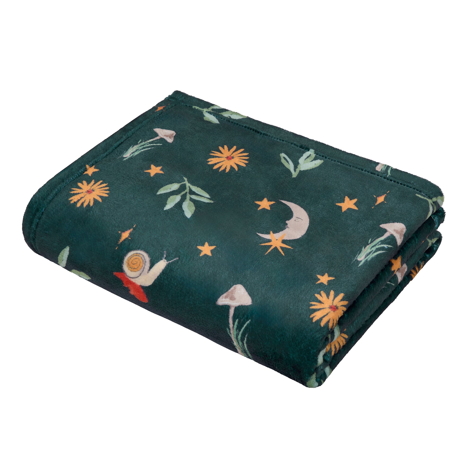 Botanical Mushrooms Throw in Green 120 x 150cm - Throw - Fusion Snug