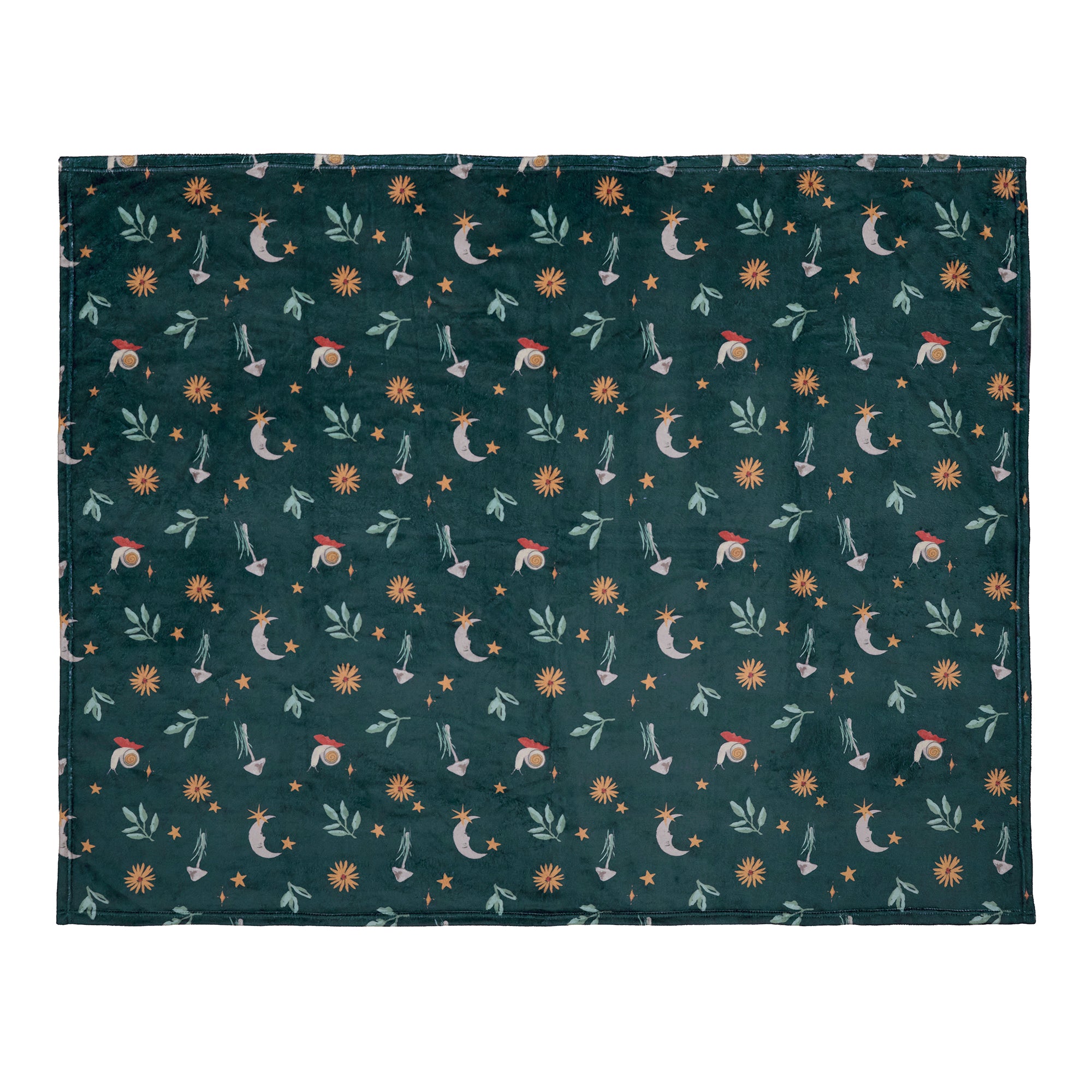 Botanical Mushrooms Throw in Green 120 x 150cm - Throw - Fusion Snug