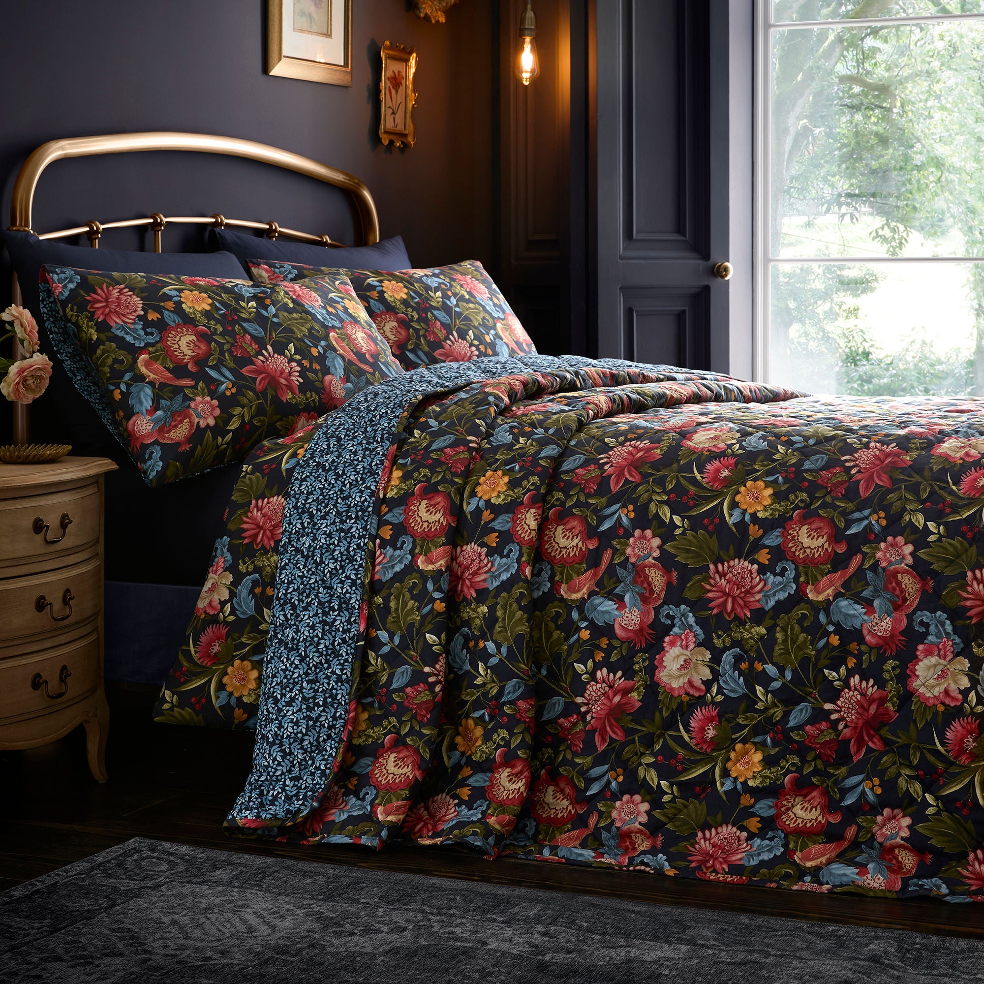 Bejewelled Bedspread in Navy 200 x 230cm - Bedspread - Dreams & Drapes