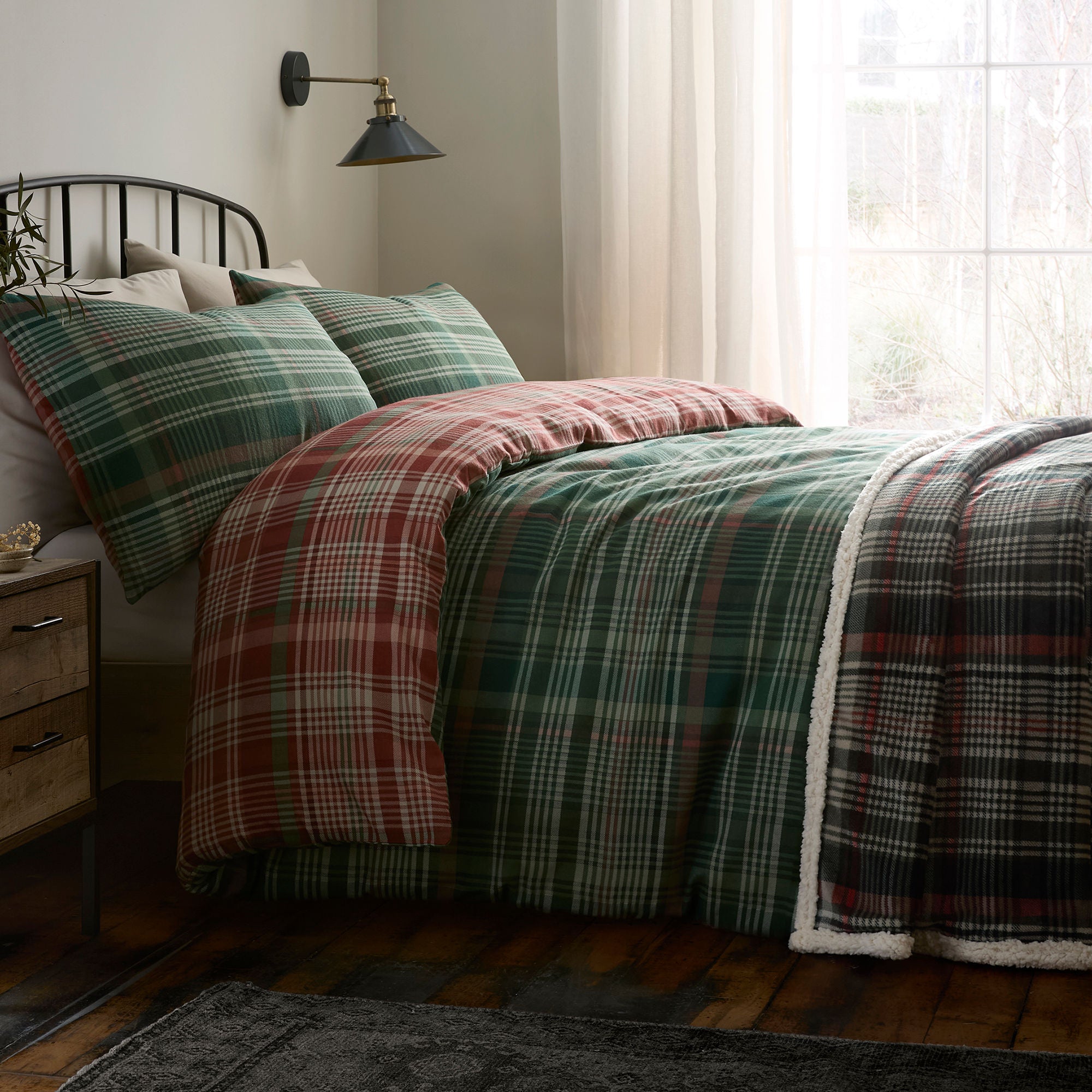 Bennet Check Throw in Green 150 x 200cm - Throw - Dreams & Drapes