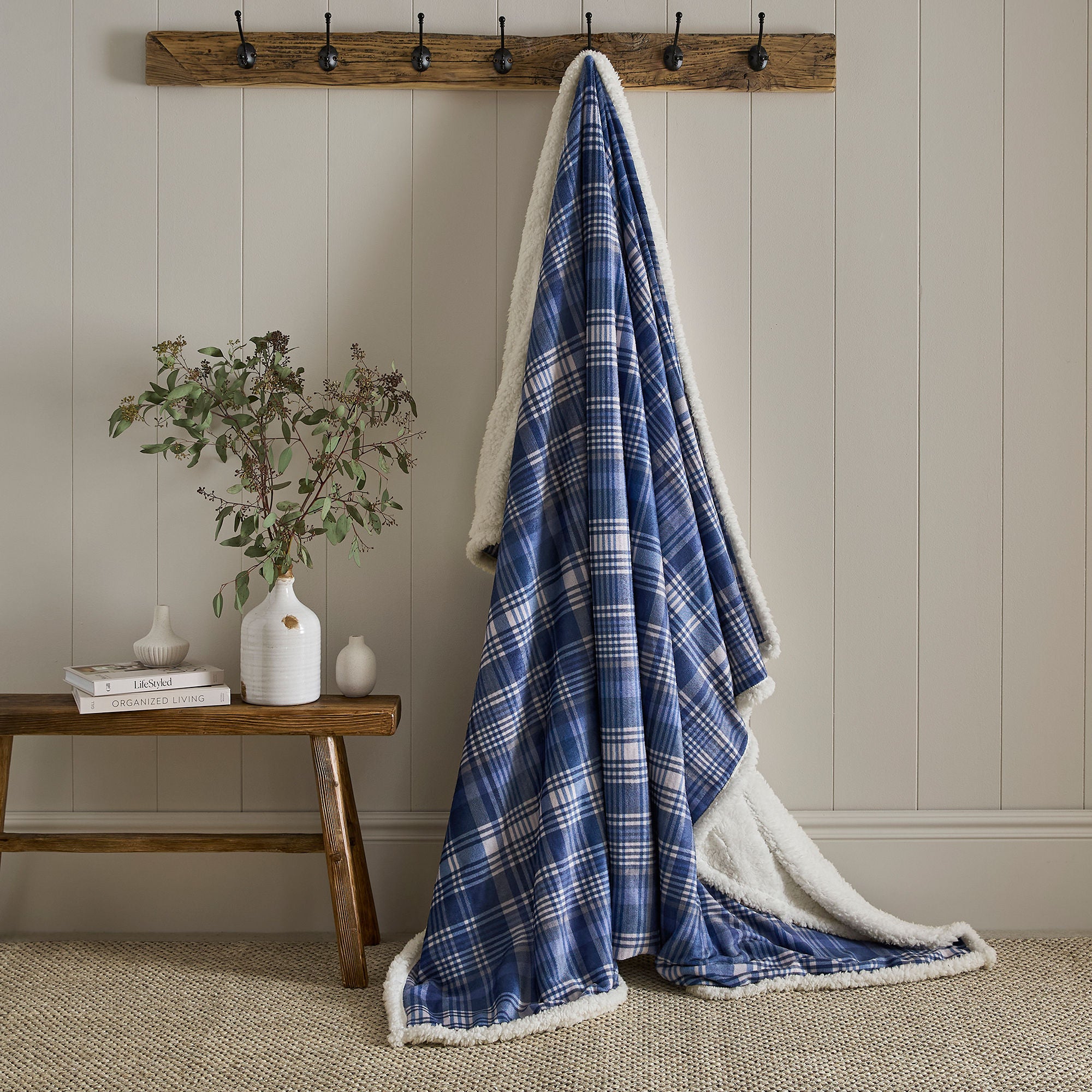 Bennet Check Throw in Navy 150 x 200cm - Throw - D & D Lodge