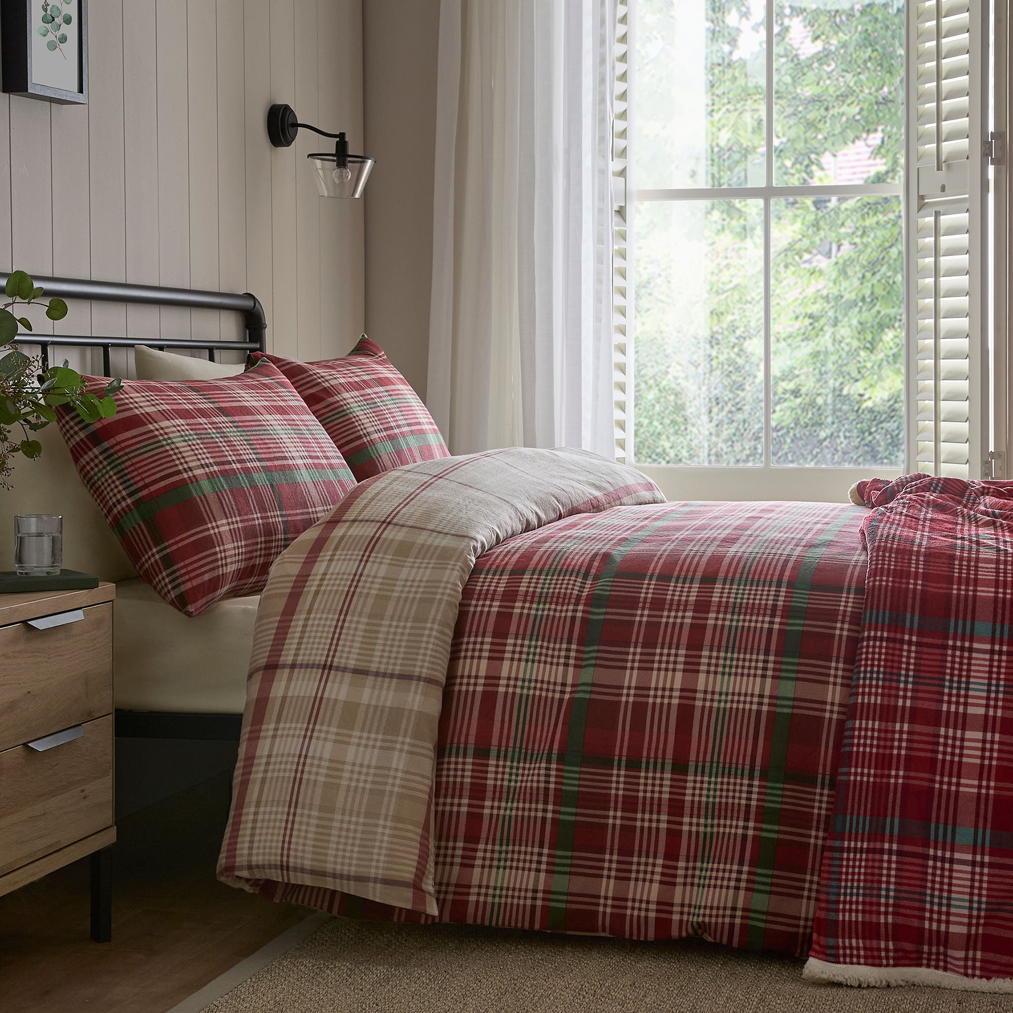 Bennet Check Throw in Red 150 x 200cm - Throw - D & D Lodge