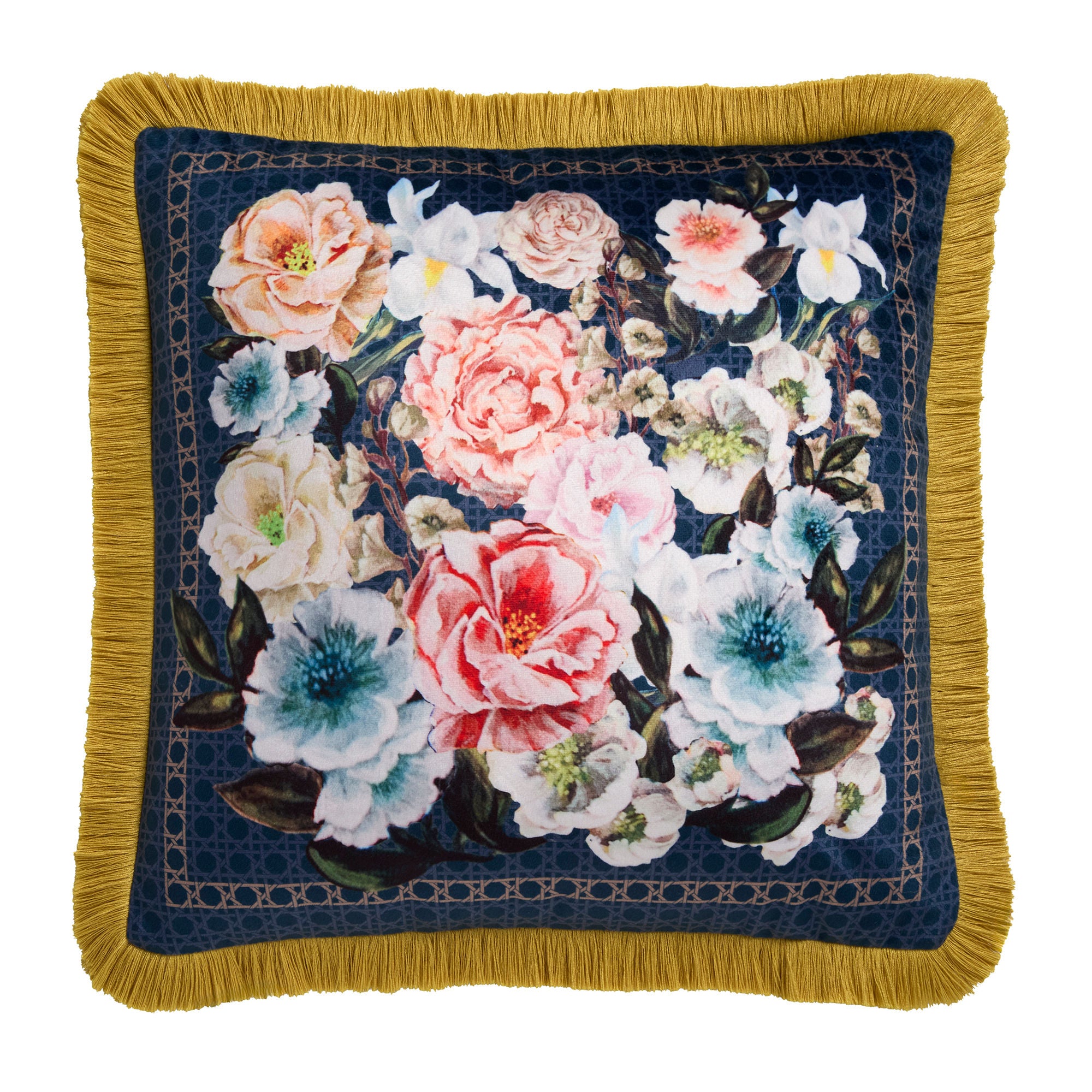 Bouquet List Cushion in Blue 43 x 43cm - Cushion - Laurence Llewelyn-Bowen