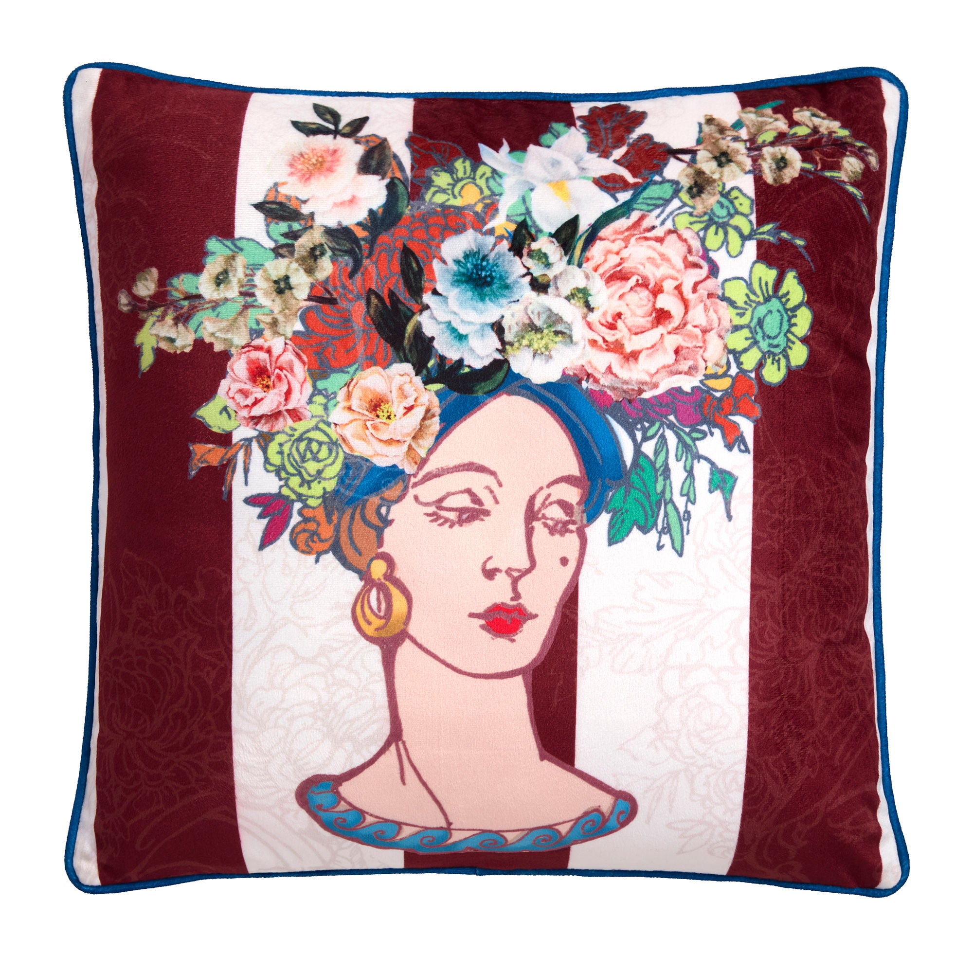 Bouquet Lady Cushion in Multi 43 x 43cm - Cushion - Laurence Llewelyn-Bowen