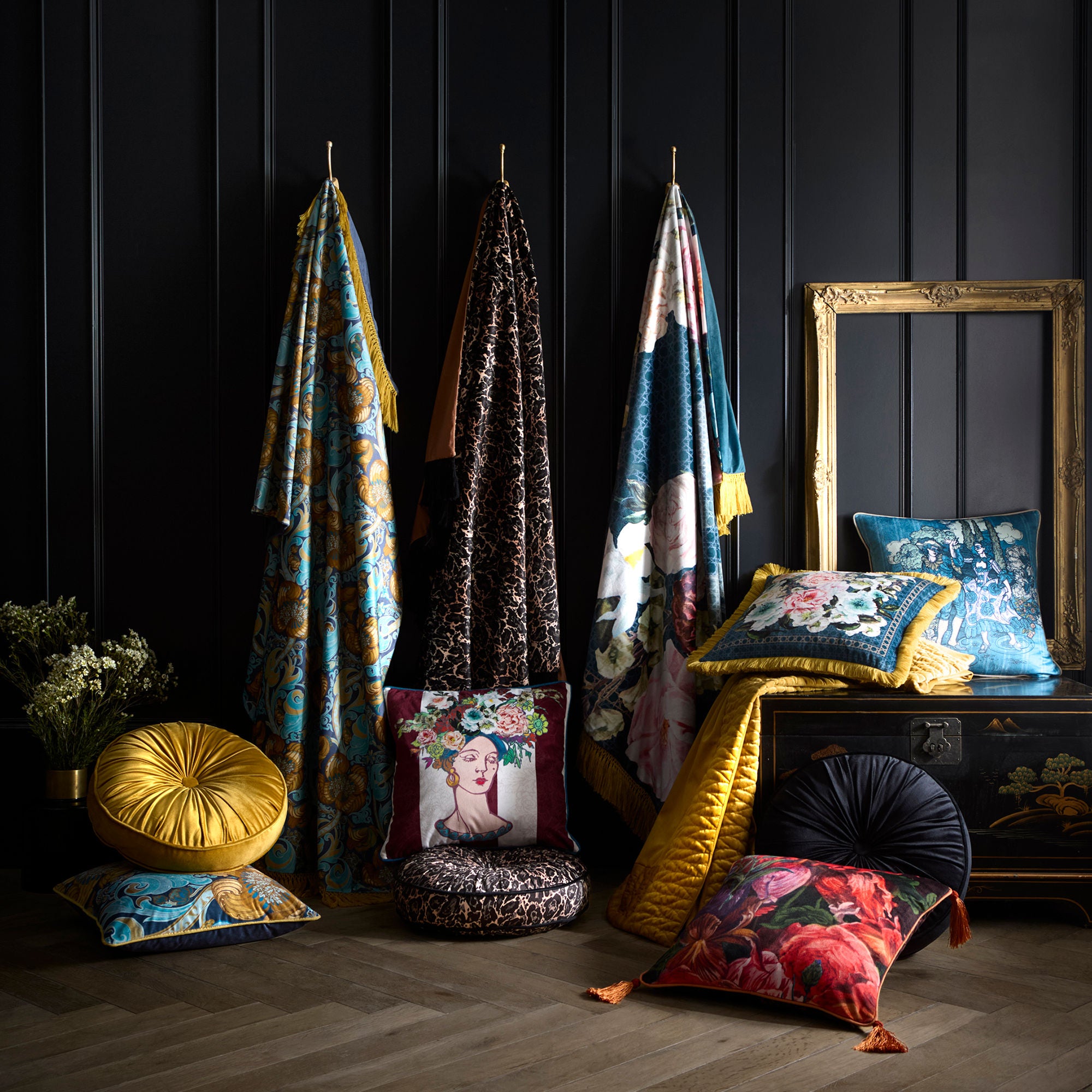 Bouquet Lady Cushion in Multi 43 x 43cm - Cushion - Laurence Llewelyn-Bowen