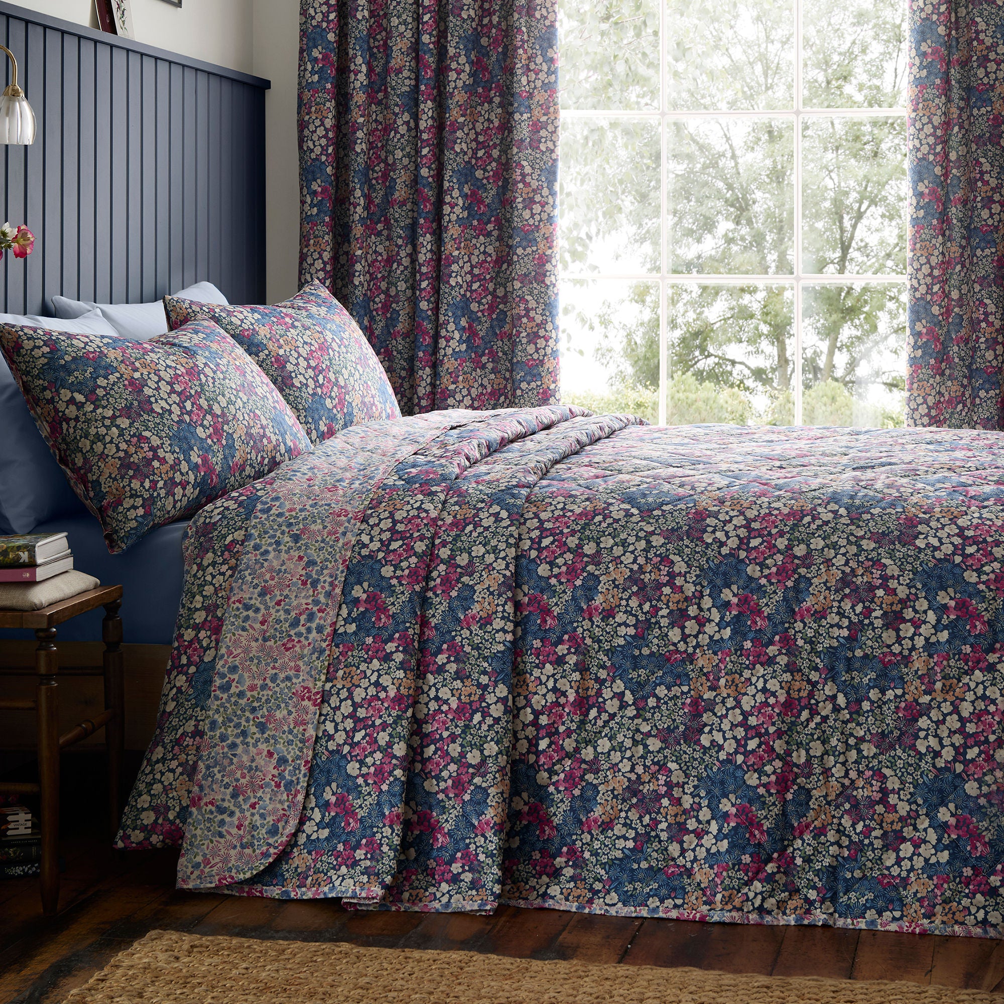 Bessie Bedspread in Navy 200 x 230cm - Bedspread - Dreams & Drapes