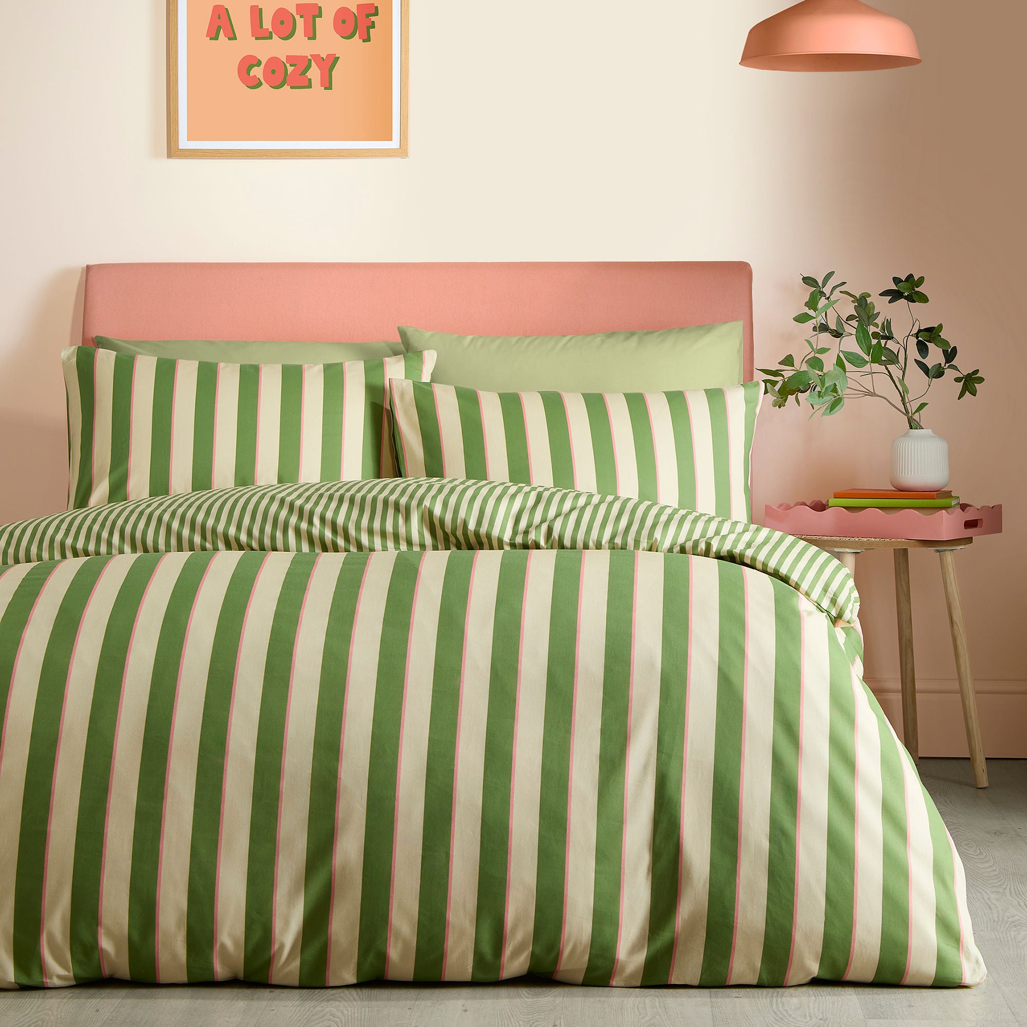 Bold Stripe Duvet Cover Set in Green - Duvet Cover Set - Fusion