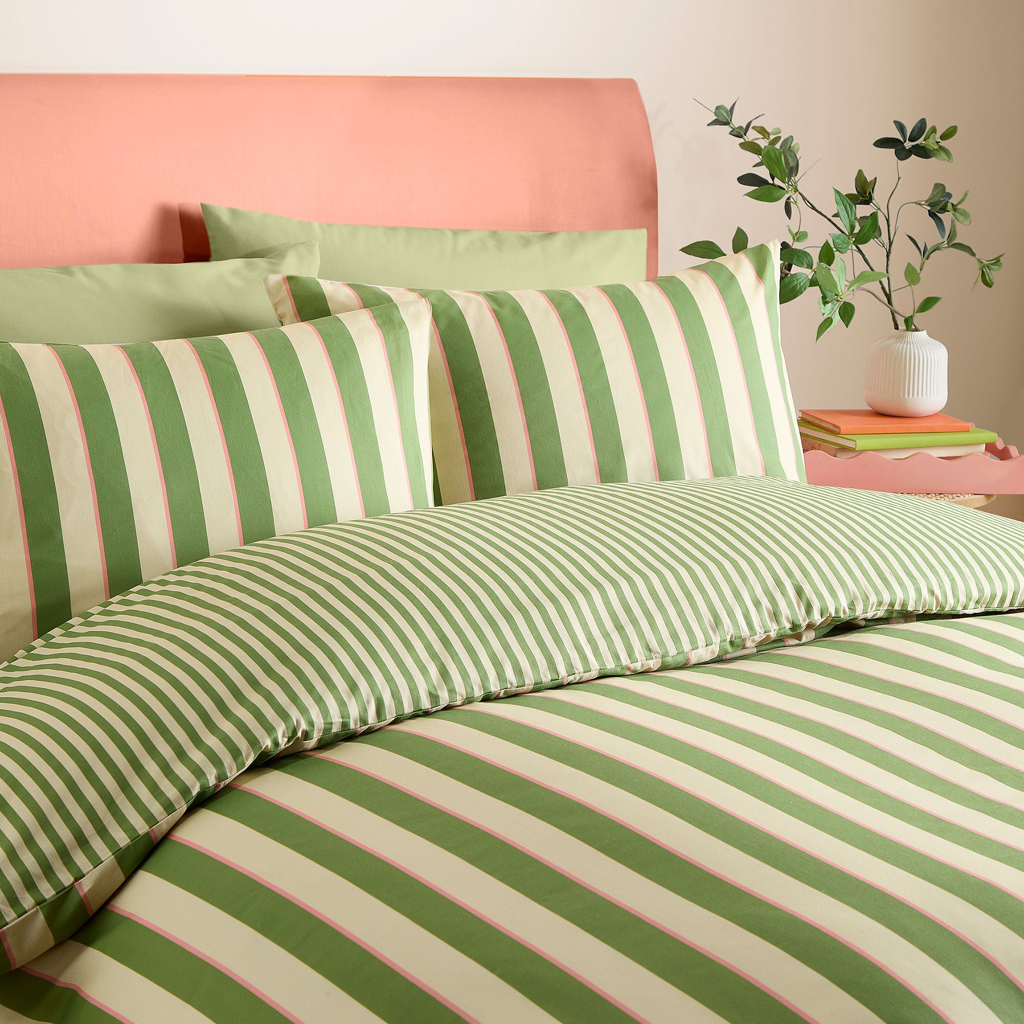 Bold Stripe Duvet Cover Set in Green - Duvet Cover Set - Fusion