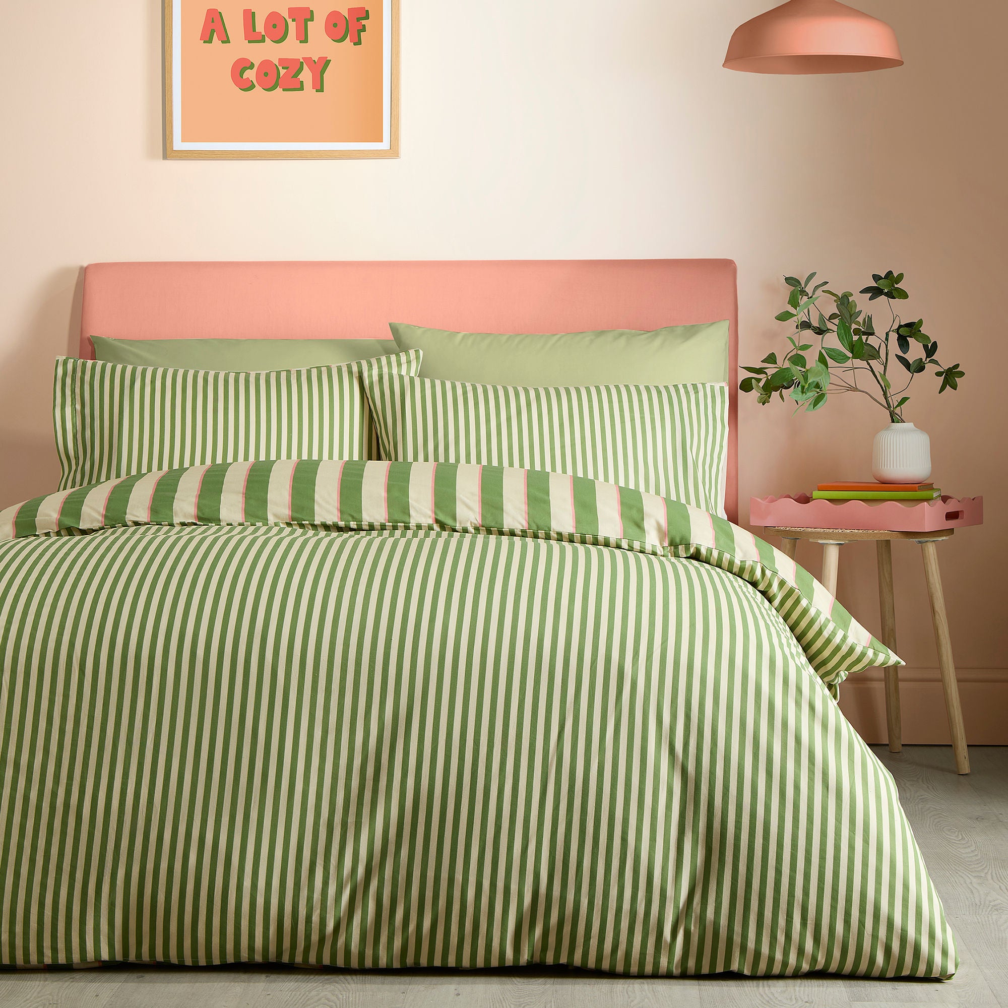 Bold Stripe Duvet Cover Set in Green - Duvet Cover Set - Fusion