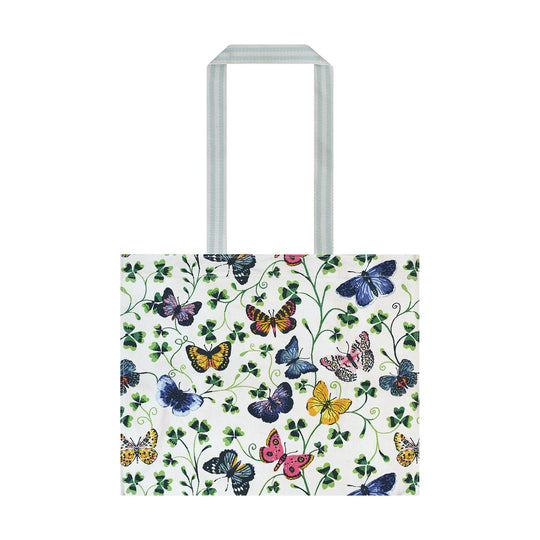 Butterfly Grove Canvas Shoulder Bag in Blue