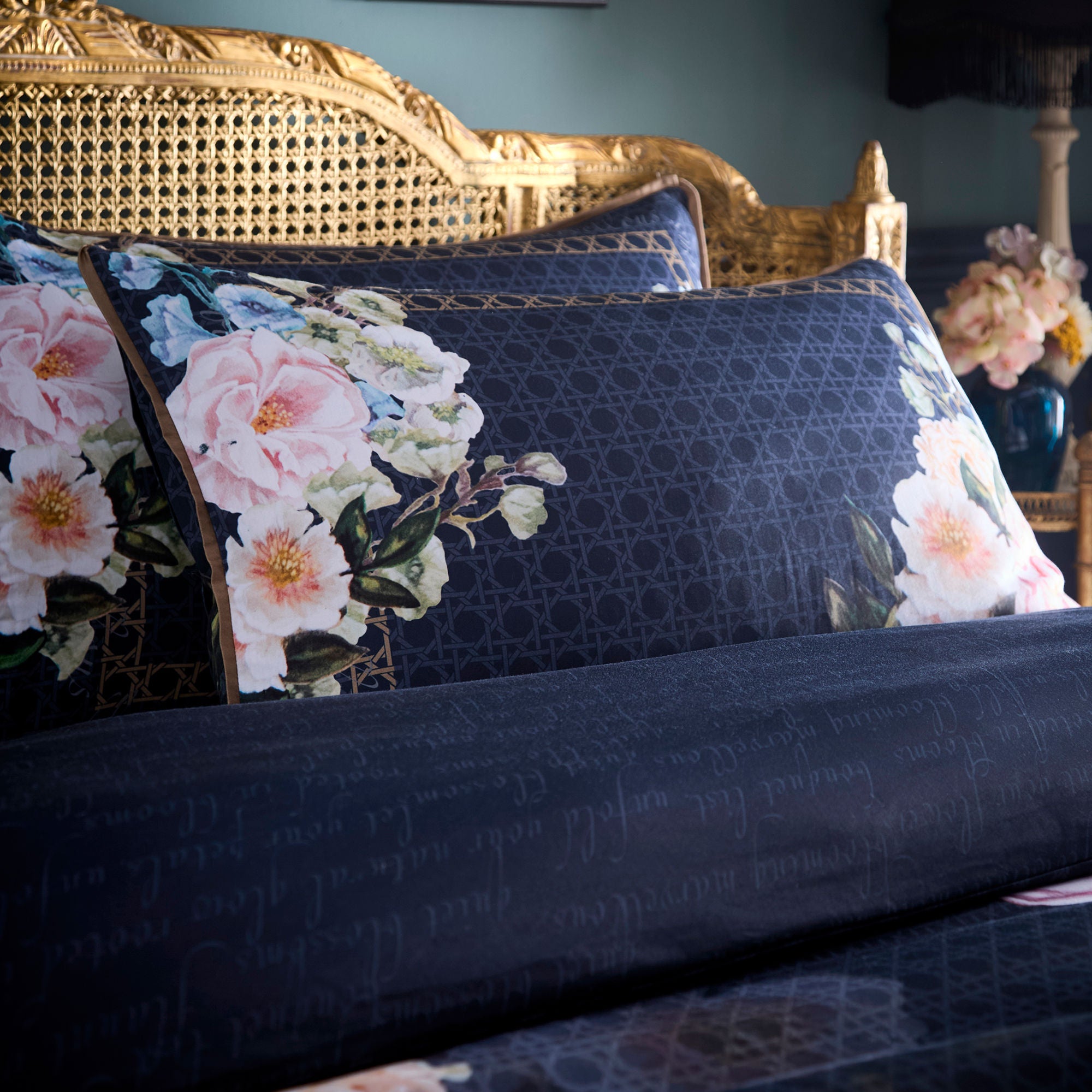 Bouquet List Duvet Cover Set in Navy - Duvet Cover Set - Laurence Llewelyn-Bowen