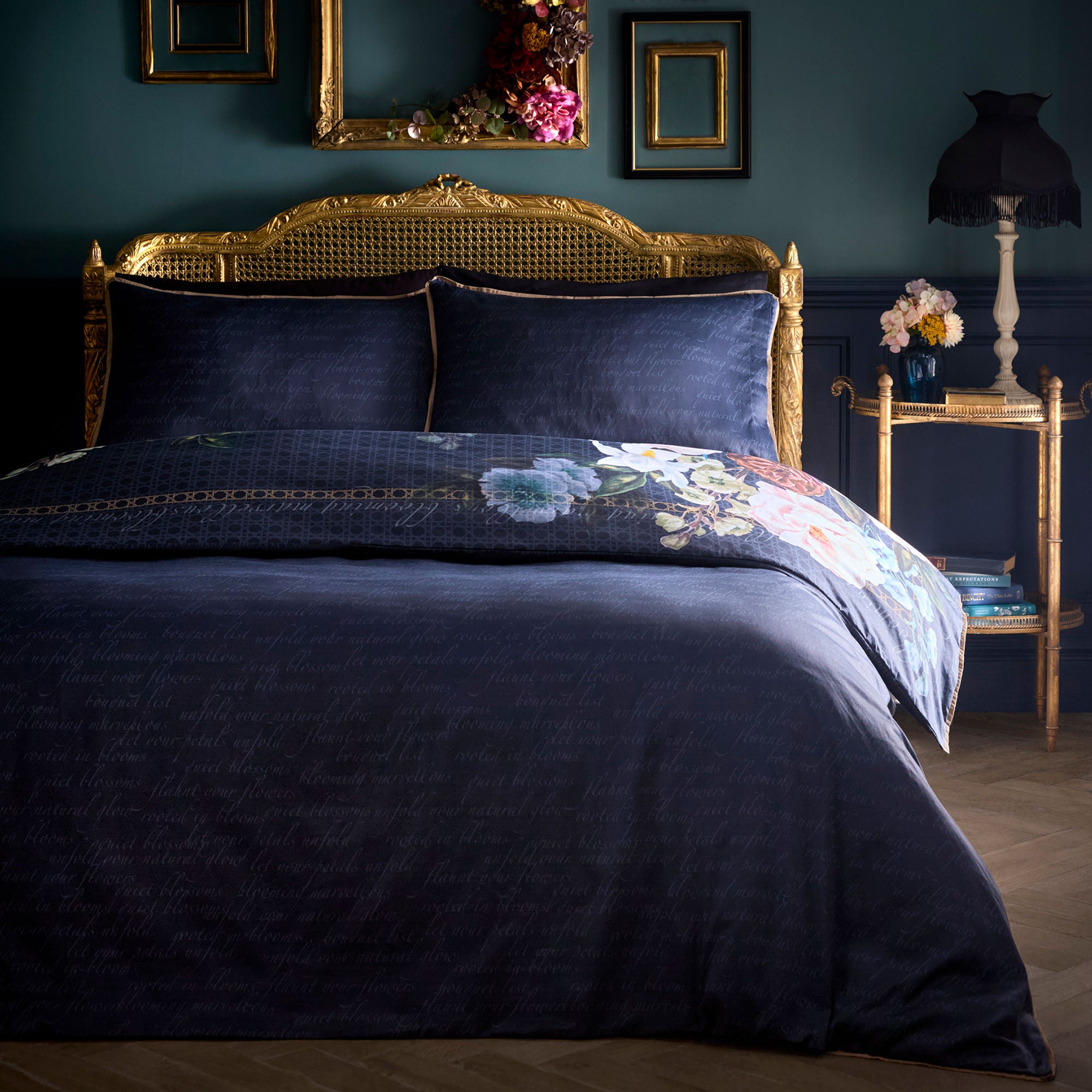 Bouquet List Duvet Cover Set in Navy - Duvet Cover Set - Laurence Llewelyn-Bowen