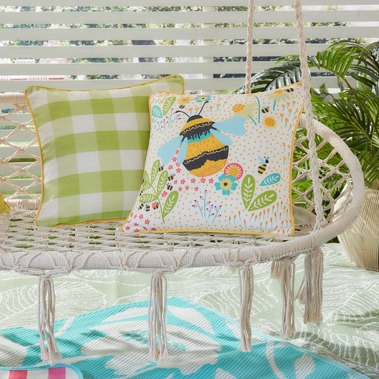 Buzzy Bee Outdoor Cushion in Ochre 43 x 43cm