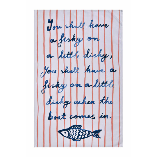 Catch of the Day Cotton Tea Towel in Multicolour