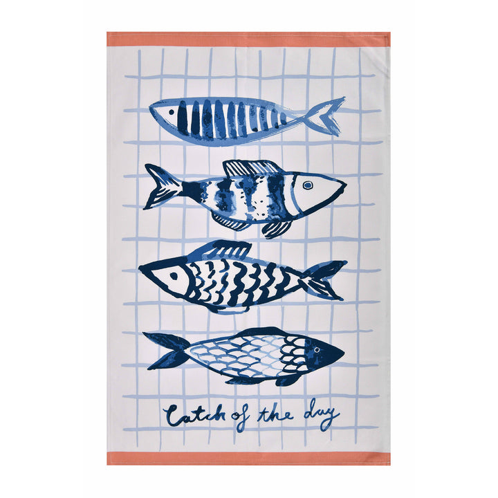 Ulster Weavers Catch of the Day Tea Towel - Cotton One Size in Orange - Tea Towel - Ulster Weavers