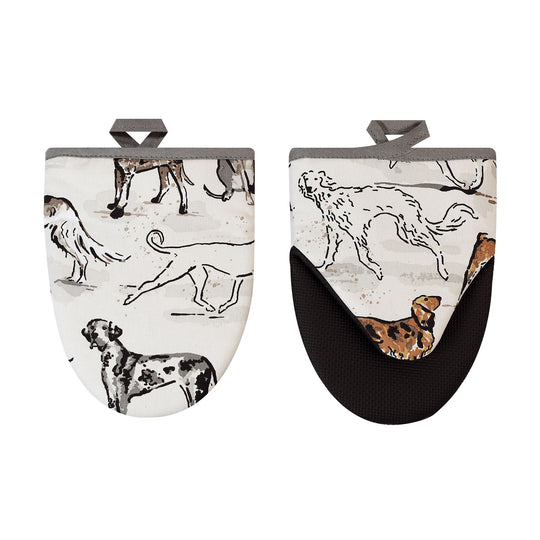 Country Dogs Microwave Mitts Pair in Brown