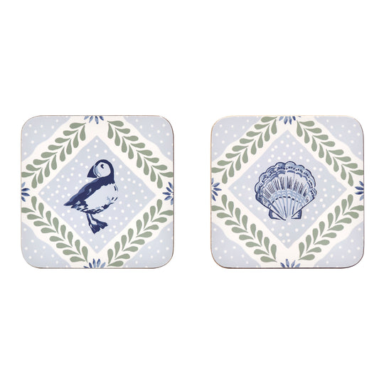 Coastal Treasures Coasters 4 Pack in Blue