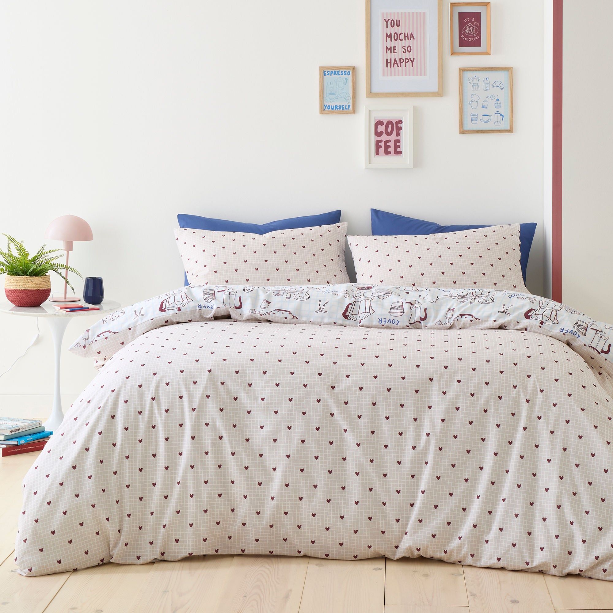 Coffee Club Duvet Cover Set in Blue - Duvet Cover Set - Fusion