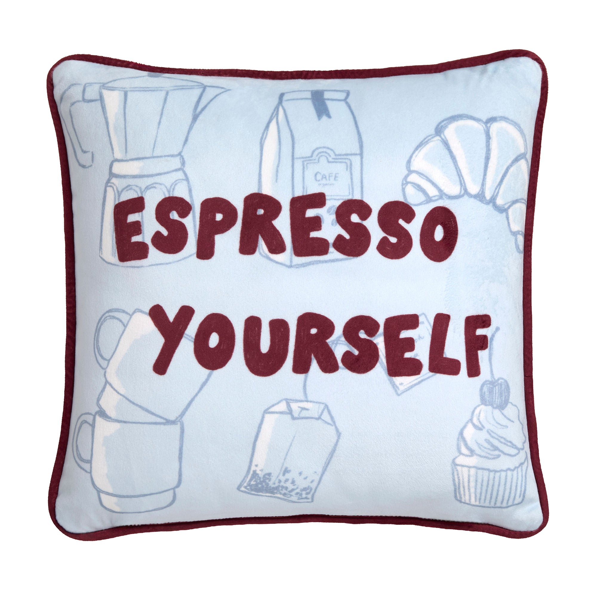 Coffee Club Cushion in Blue 43 x 43cm - Cushion - Fusion