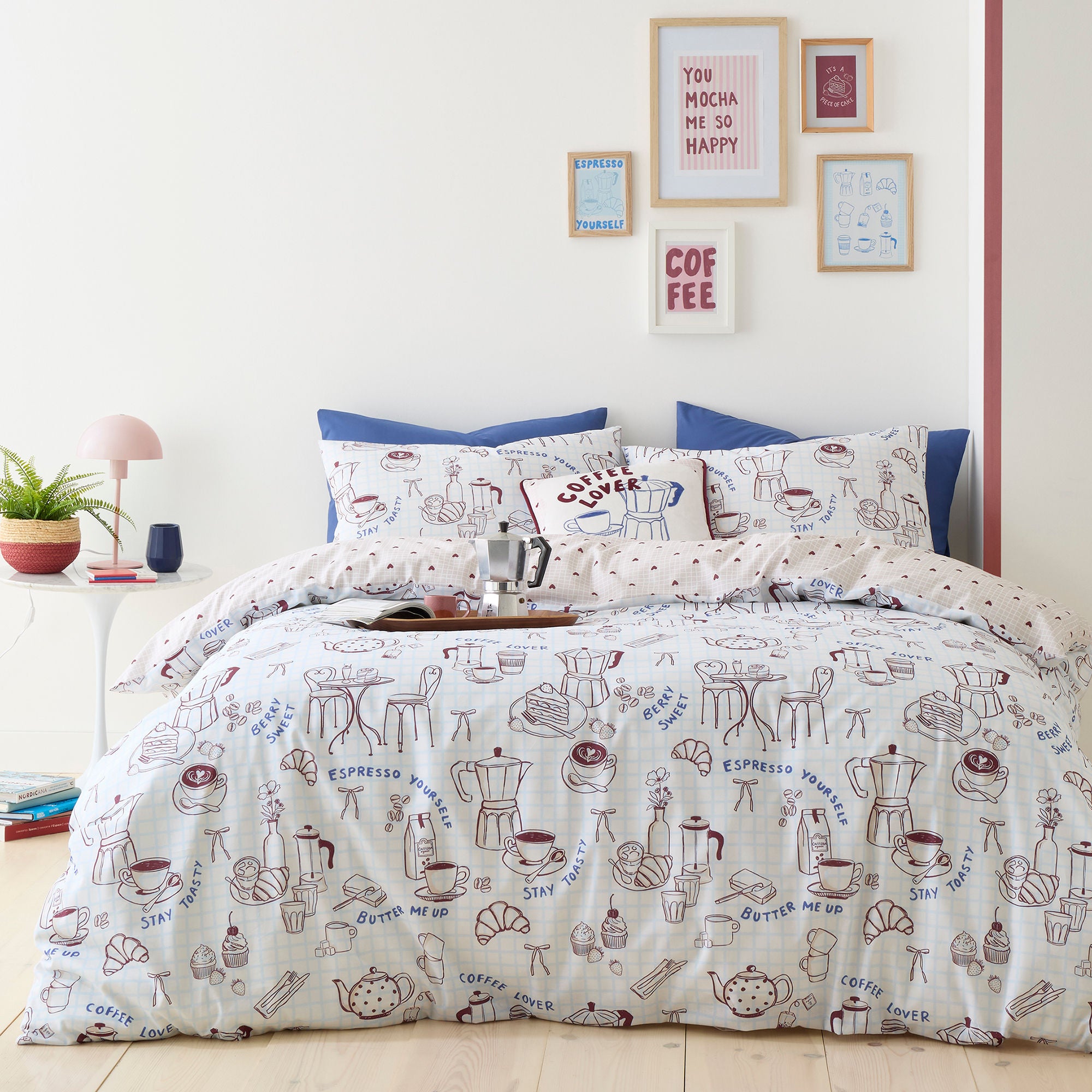 Coffee Club Cushion in Blue 43 x 43cm - Cushion - Fusion