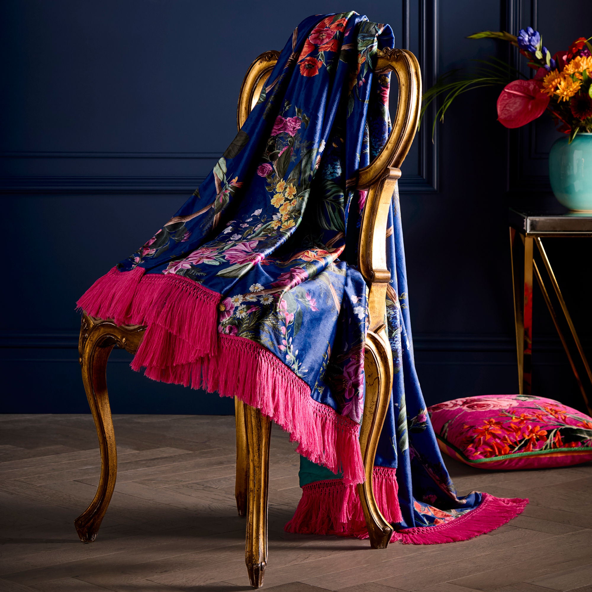 Cotswold Fantasia Throw by Laurence Llewelyn-Bowen in Navy 130 x 180cm - Throw - Laurence Llewelyn-Bowen