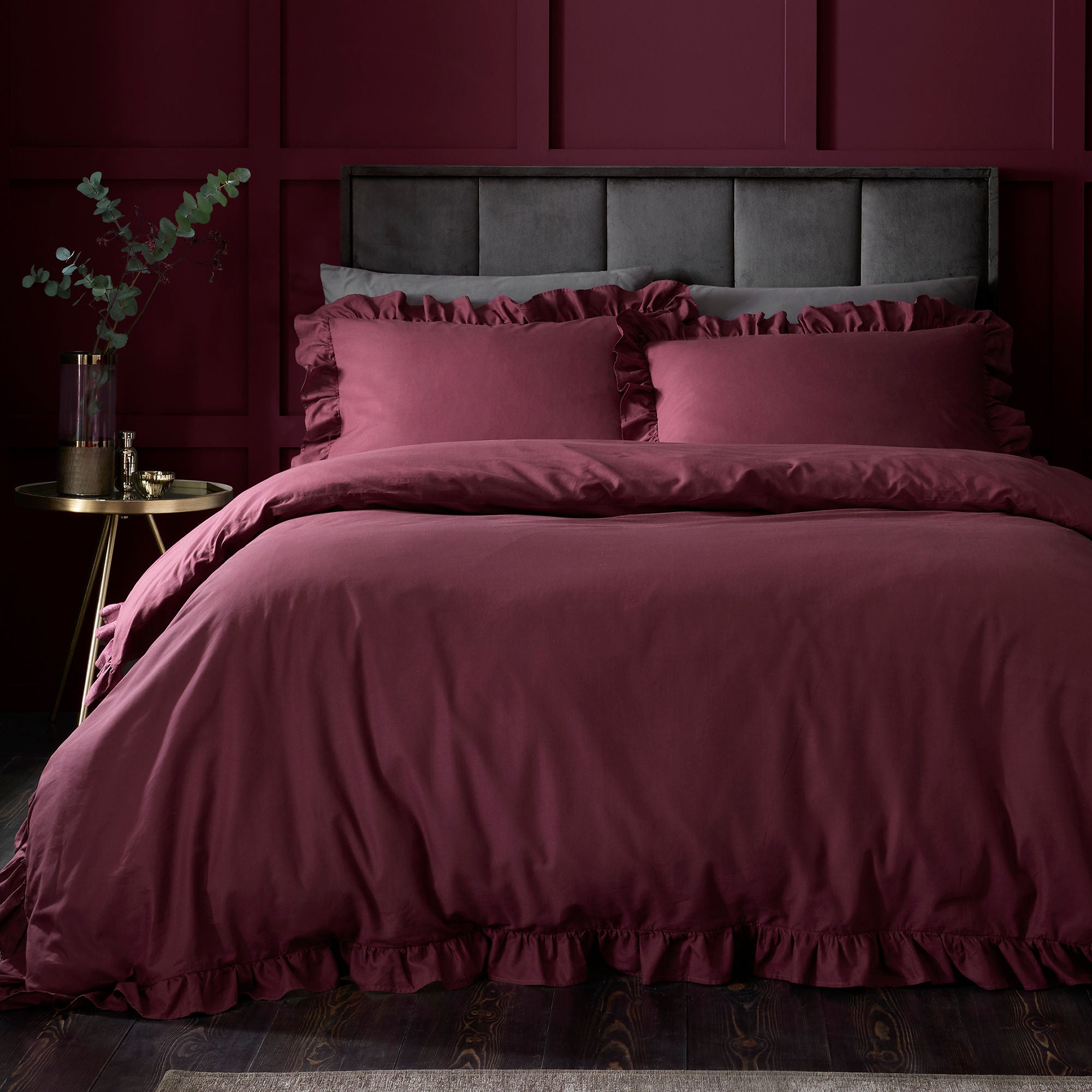 Cassia Frill Duvet Cover Set in Berry - Duvet Cover Set - Appletree
